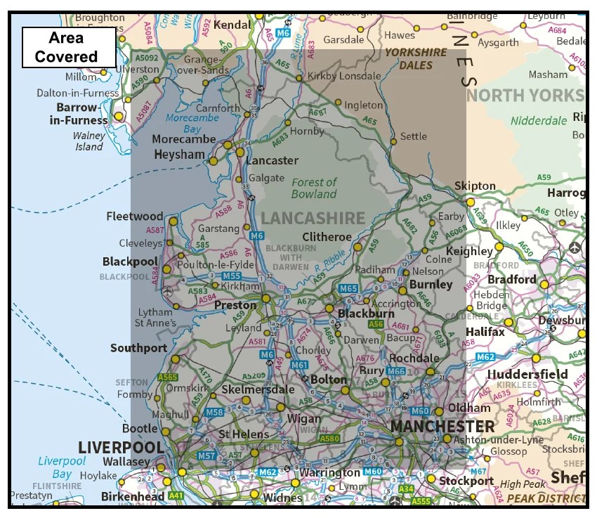 Map Showing Lancashire Uk Of Part Yorkshire And Coveragemap Fullsize.