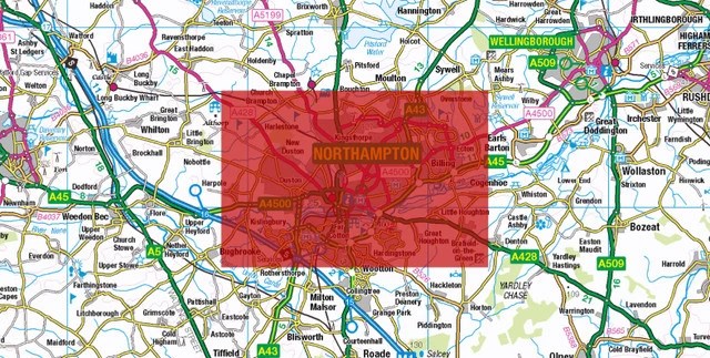 Central Northampton City Street Map Digital Download Ukmaps Co Uk 