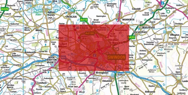 Central Swindon City Street Map 1 10 000 OS StreetView PDF Download 