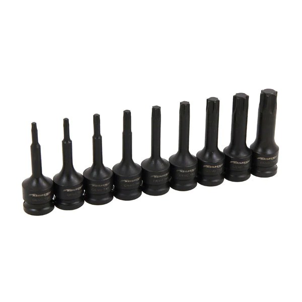 9 Piece 1/2" Drive 75mm Long Impact Star Bit Set T20 - T70
