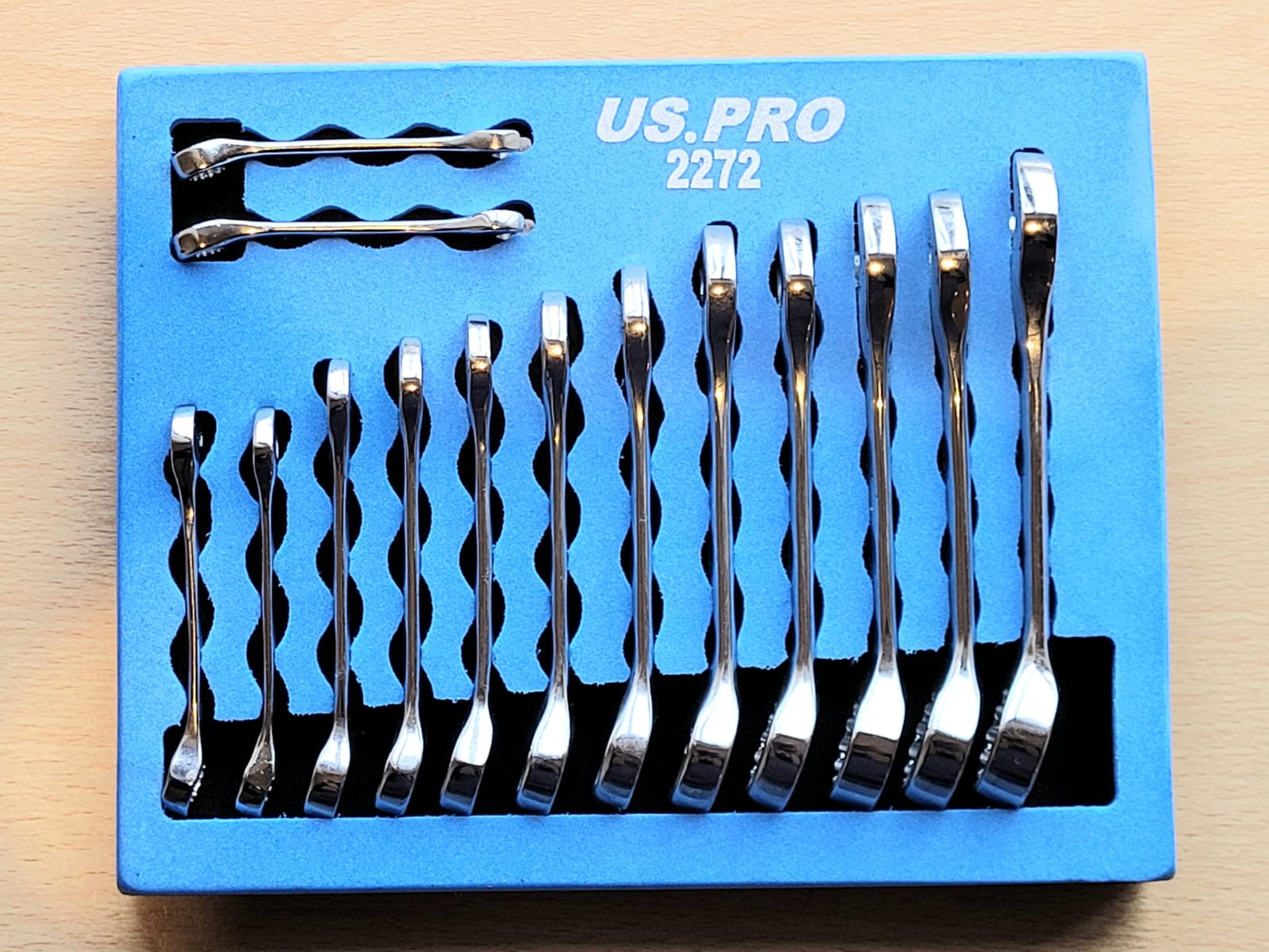 14PC STUBBY METRIC COMBINATION SPANNERS - FOAM TRAY