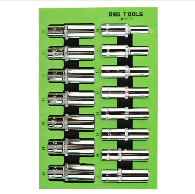 DSD TOOLS 15pc 1/2 DR 12PT Deep Sockets 10-24mm DS1296