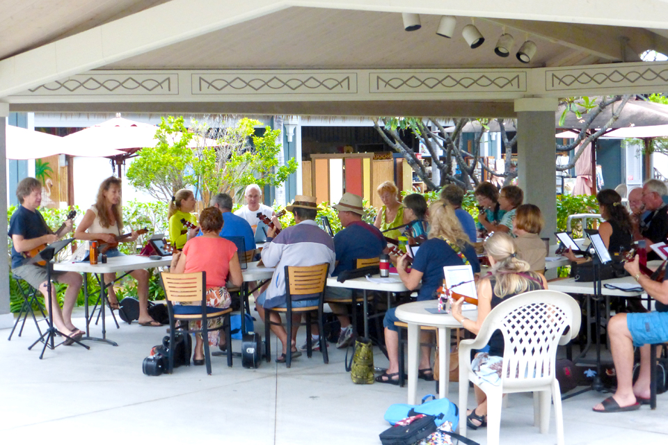 Playing with new ukulele friends on the Big Island