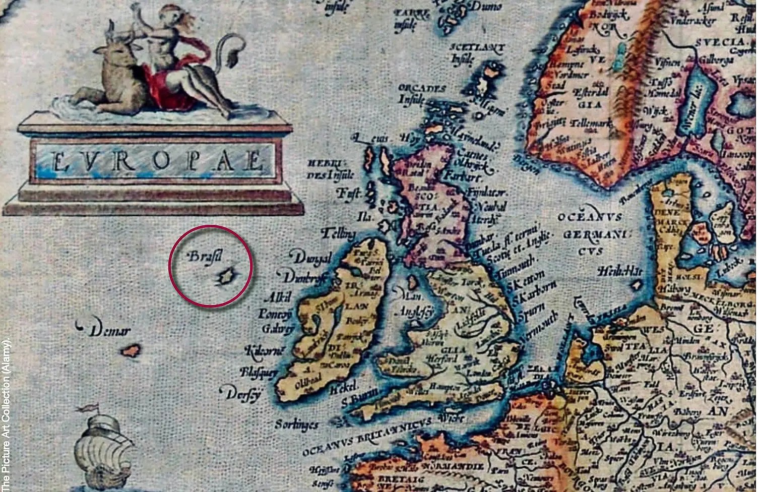 Ancient map, England and Ireland