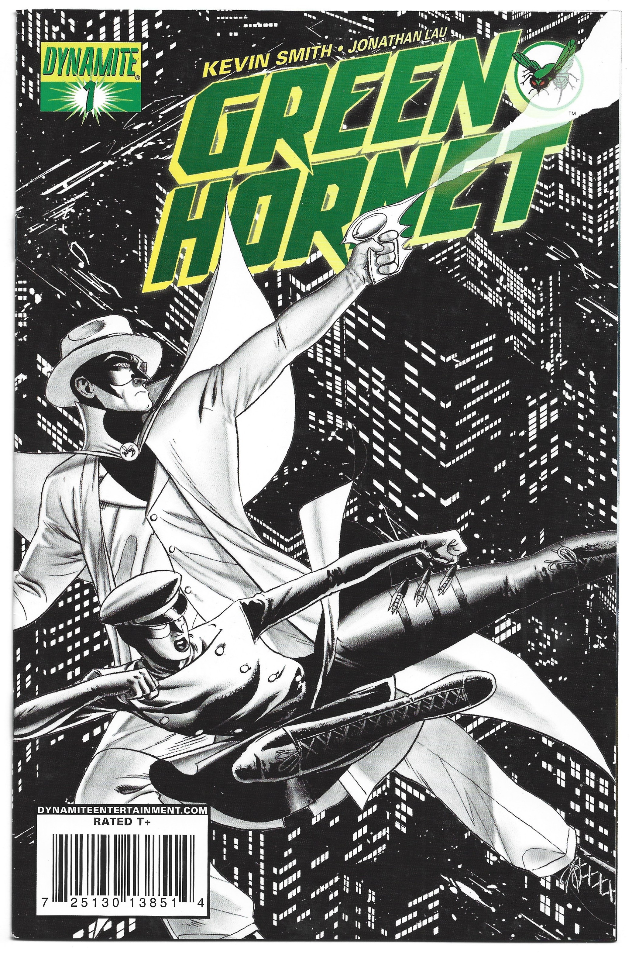 Green Hornet #1 1:100 John Cassady B&W Variant Dynamite Kevin Smith 2010 VF/NM