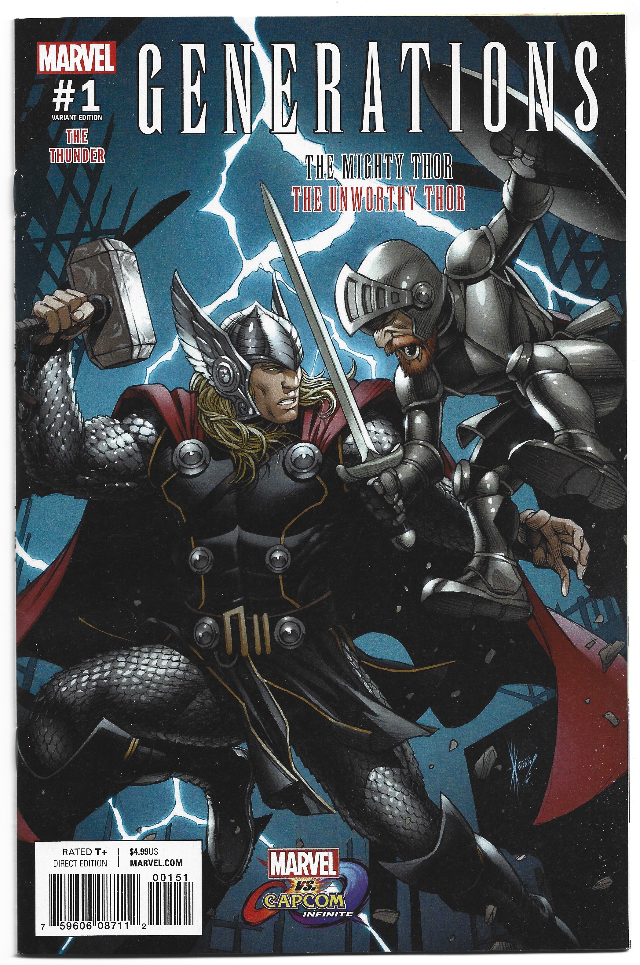 Generations Thor Unworthy Mighty #1 Marvel vs Capcom Variant 2017 VF/NM