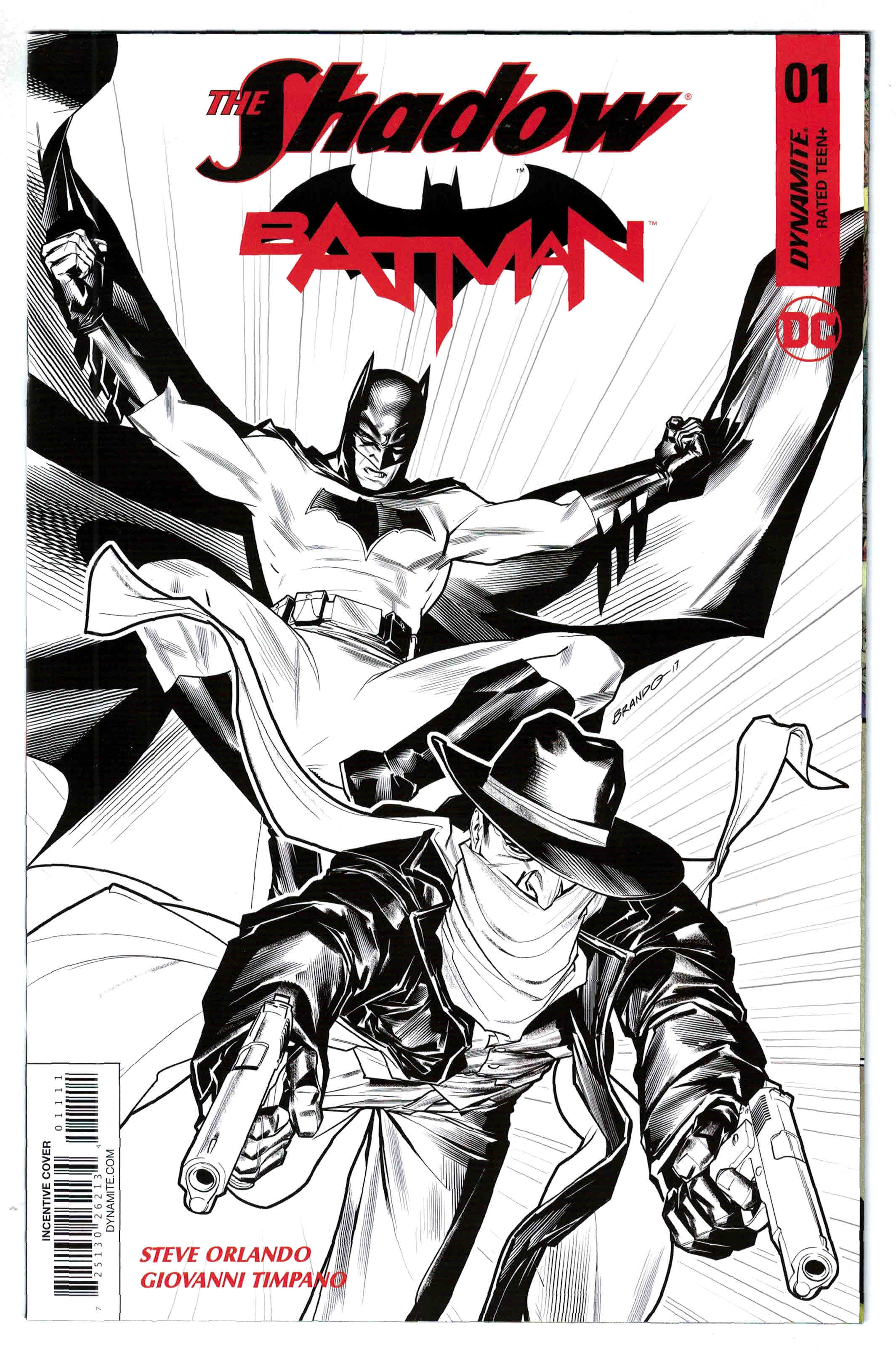 Shadow Batman #1 1:30 Brandon Peterson B&W Variant Dynamite 2017 VF/NM