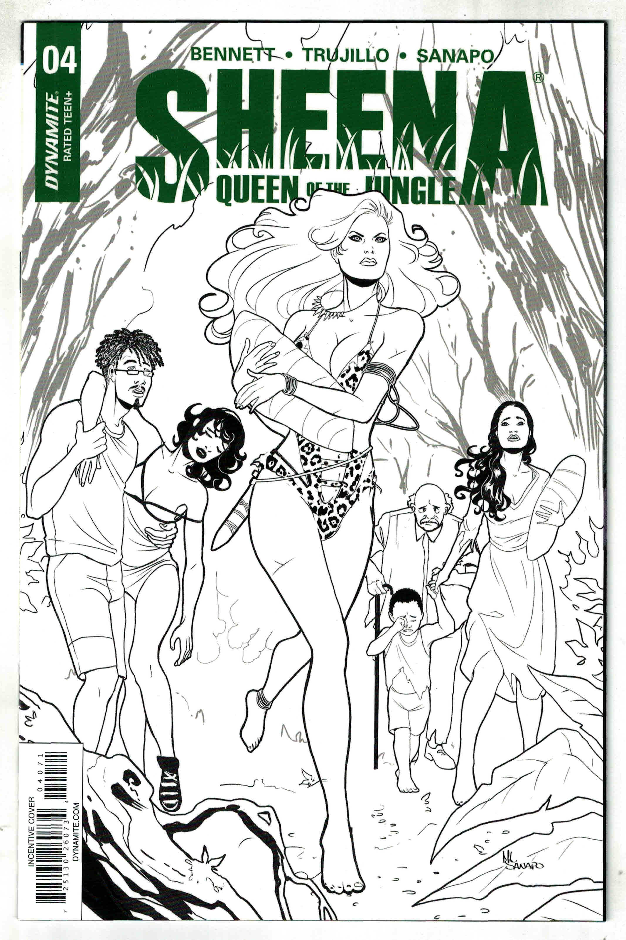 Sheena Queen of the Jungle #4 1:25 Sanapo B&W Variant Dynamite 2017 VF/NM