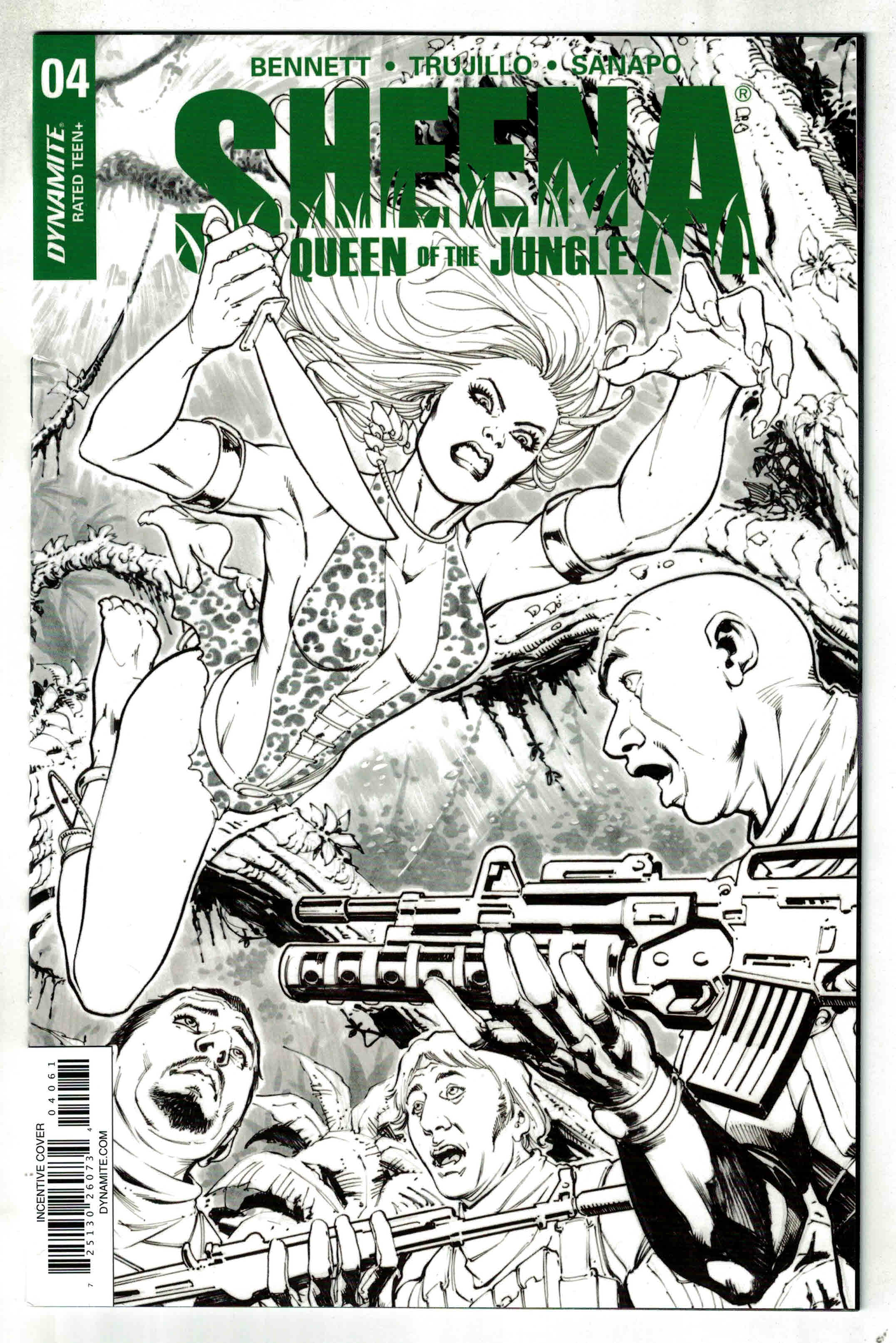 Sheena Queen of the Jungle #4 1:20 Santucci B&W Variant Dynamite 2017 VF/NM