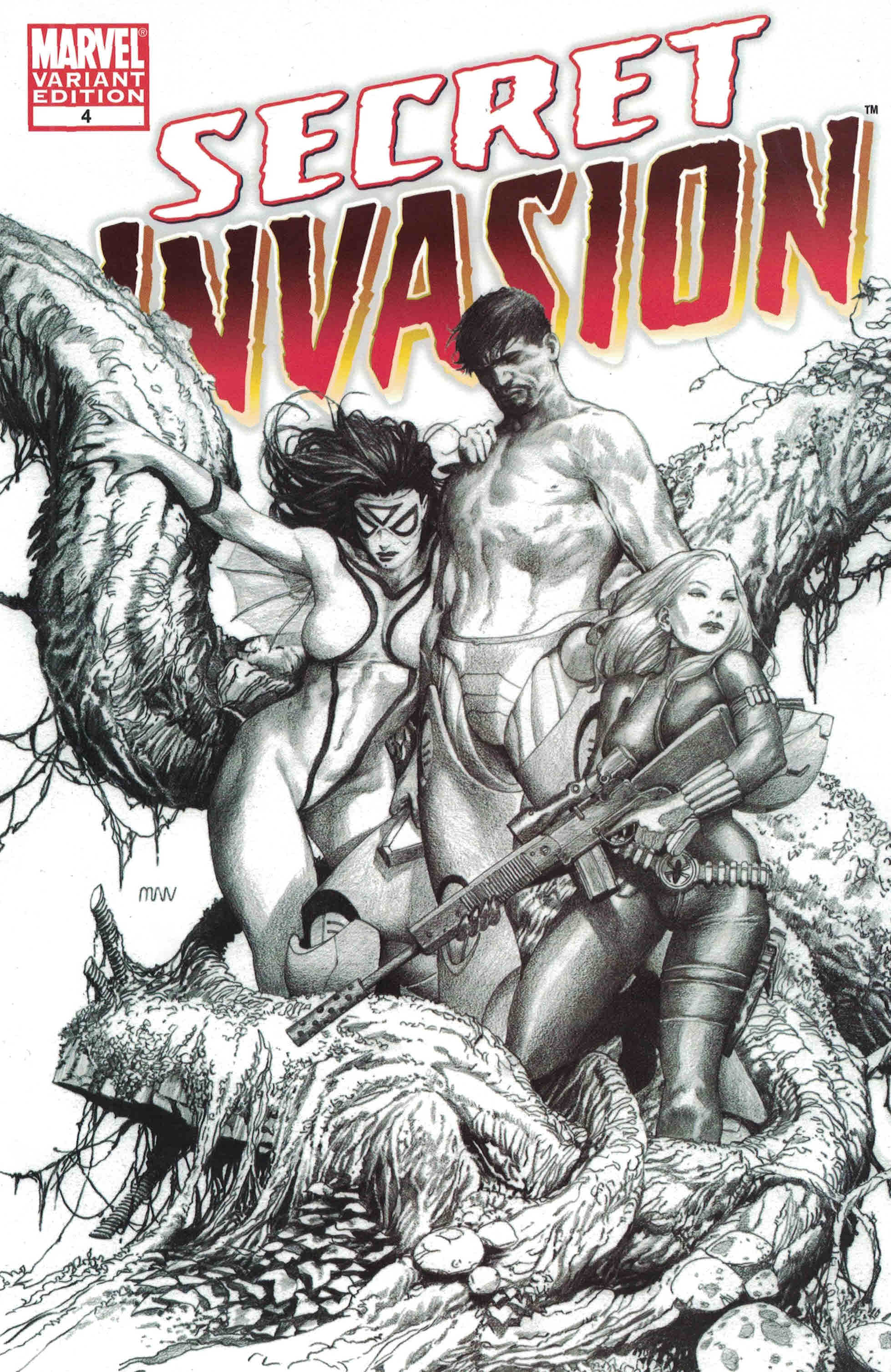 Secret Invasion #4 McNiven B&W Sketch Variant Marvel 2008