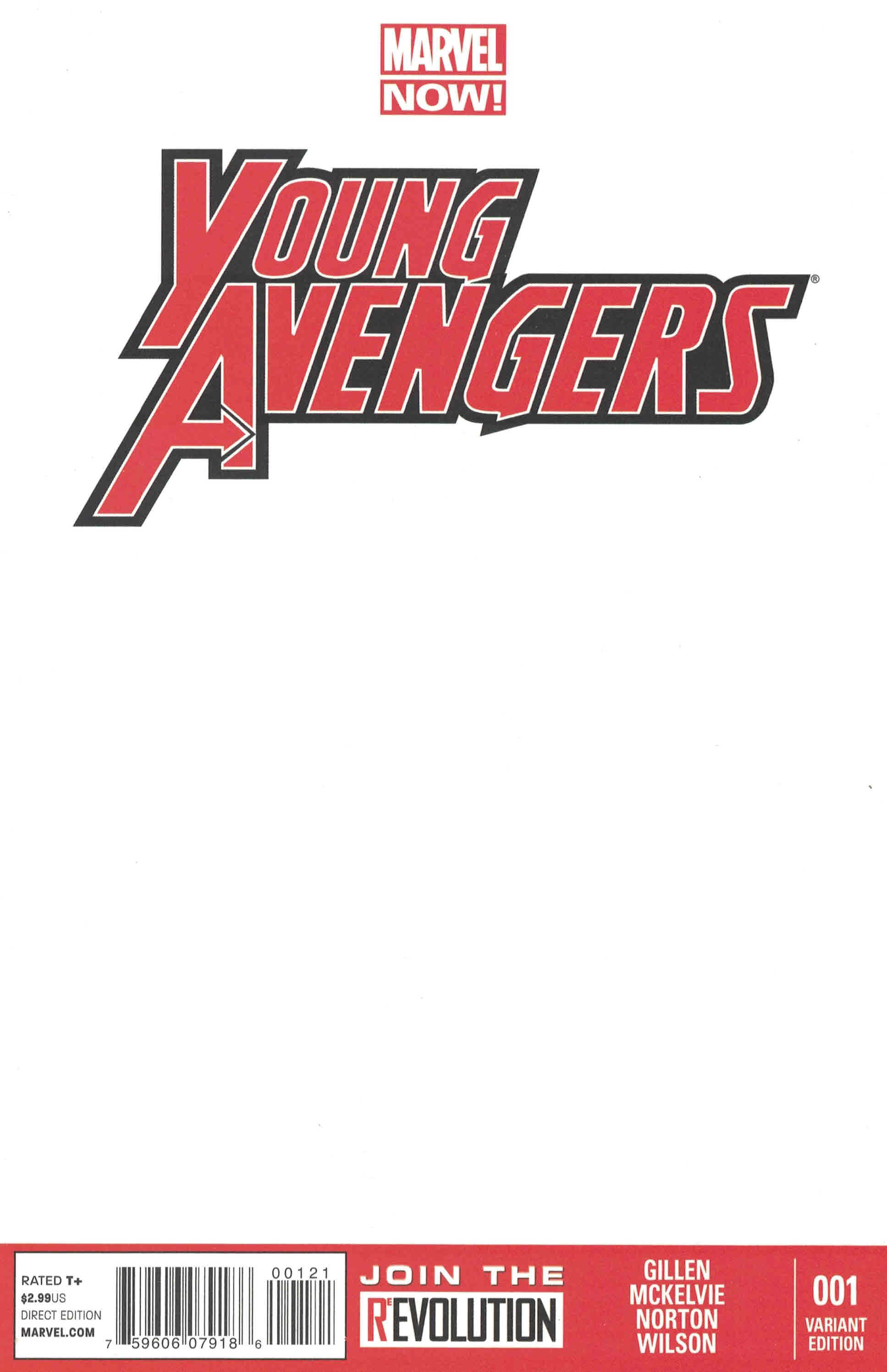 Young Avengers #1 Blank Sketch Variant Marvel NOW 2012 Gillen Jamie McKelvie