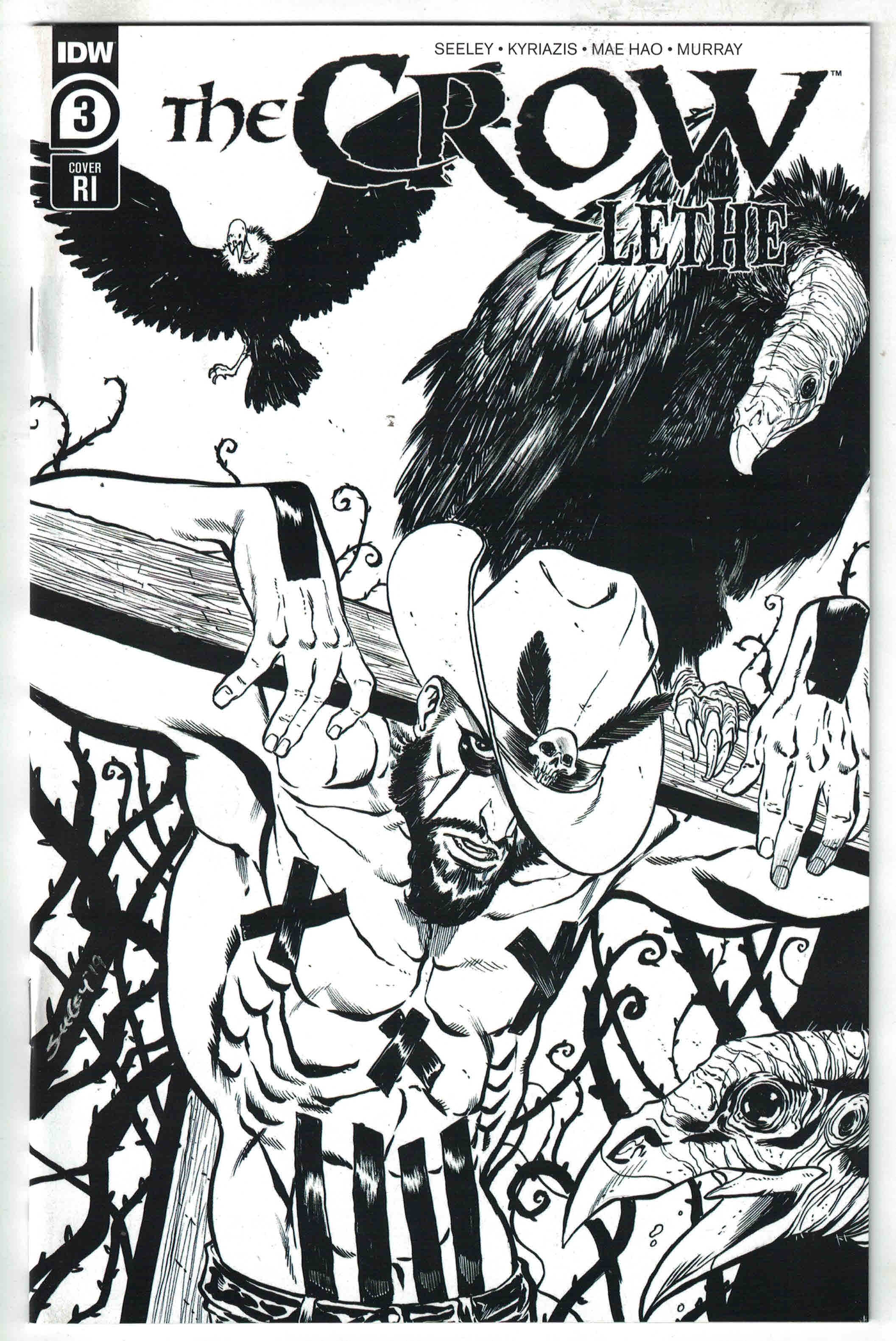 Crow Lethe #3 1:10 Tim Seeley B&W Variant IDW 2020 Null Narcos VF/NM