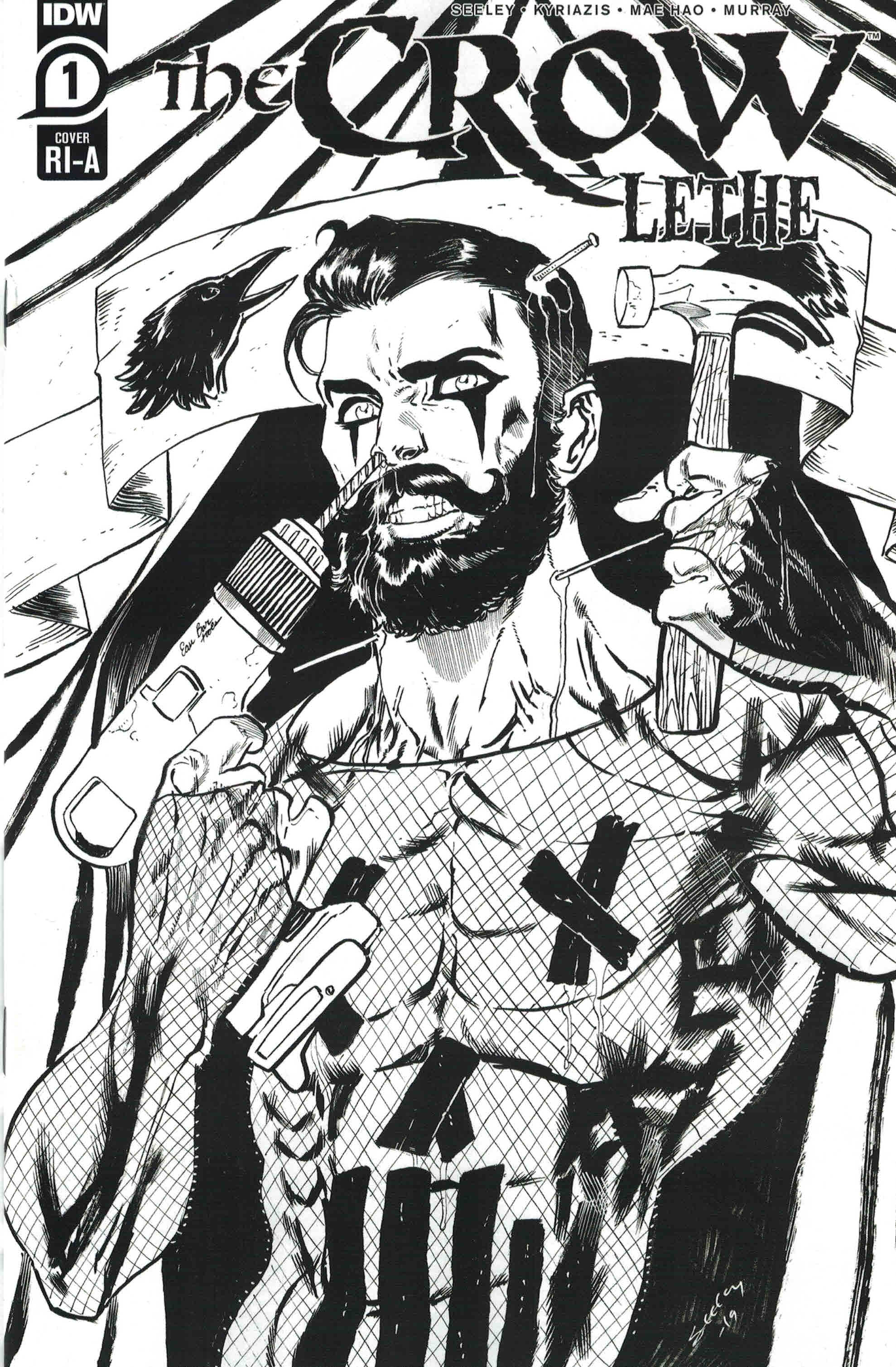 Crow Lethe #1 1:10 Tim Seeley B&W Variant IDW 2020 Null Narcos