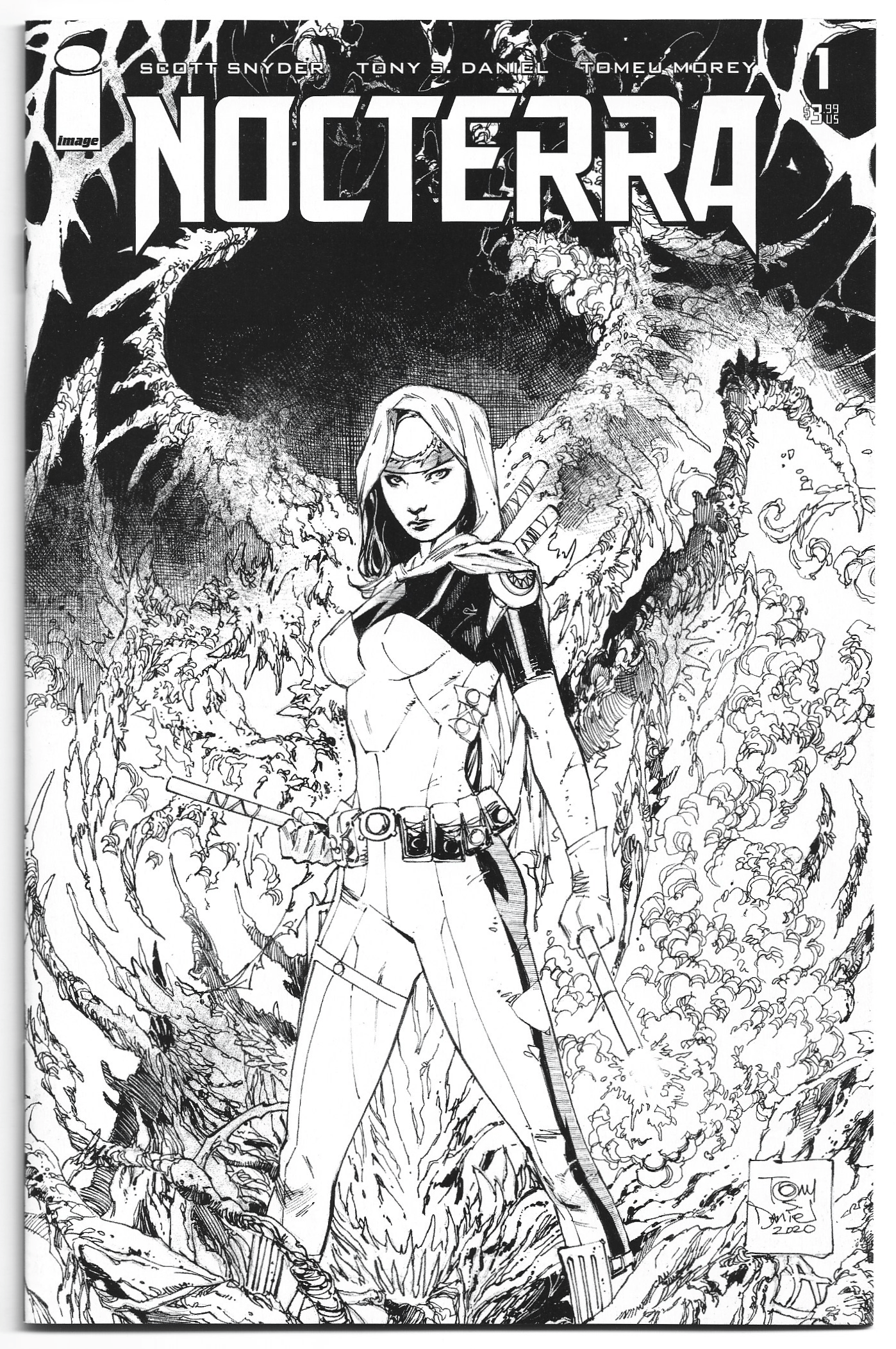 Nocterra #1 1:100 Tony Daniel B&W Variant Image 2021 Scott Snyder VF/NM