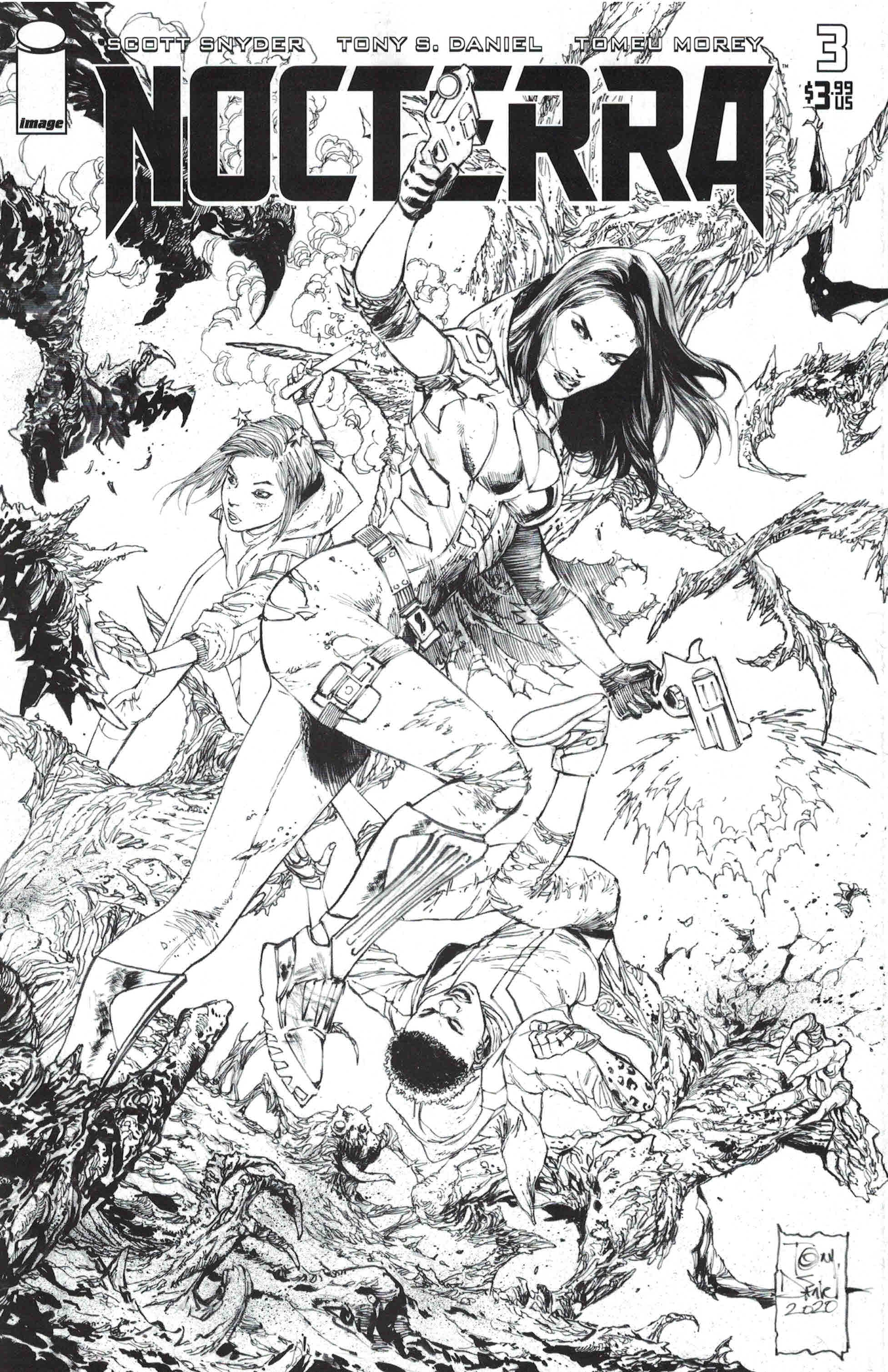 Nocterra #3 1:10 Tony S. Daniel B&W Sketch Variant Image 2021