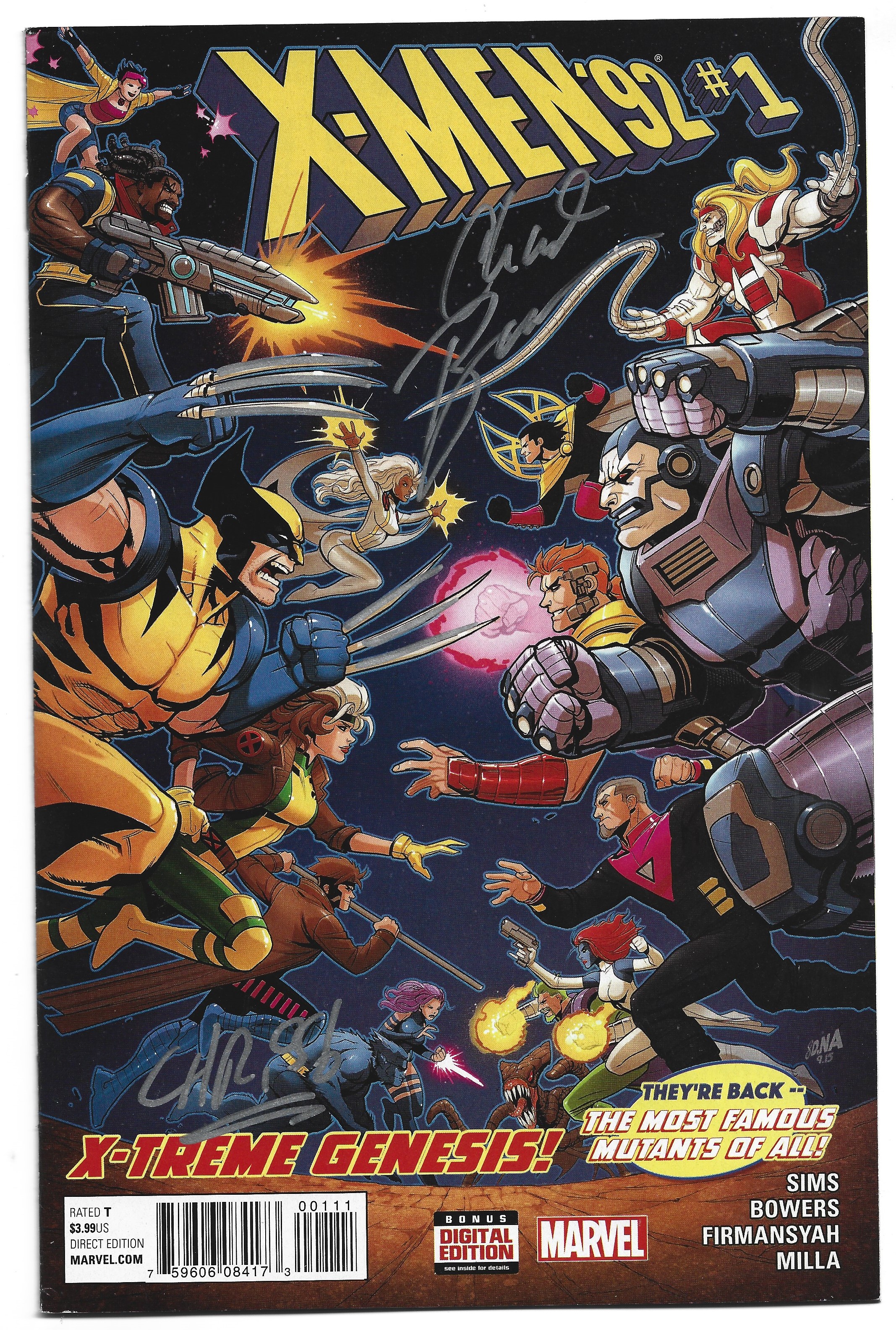 X-Men '92 #1 Cover A SIGNED by Chris Simms & Chad Bowers Marvel 2016 VF/NM