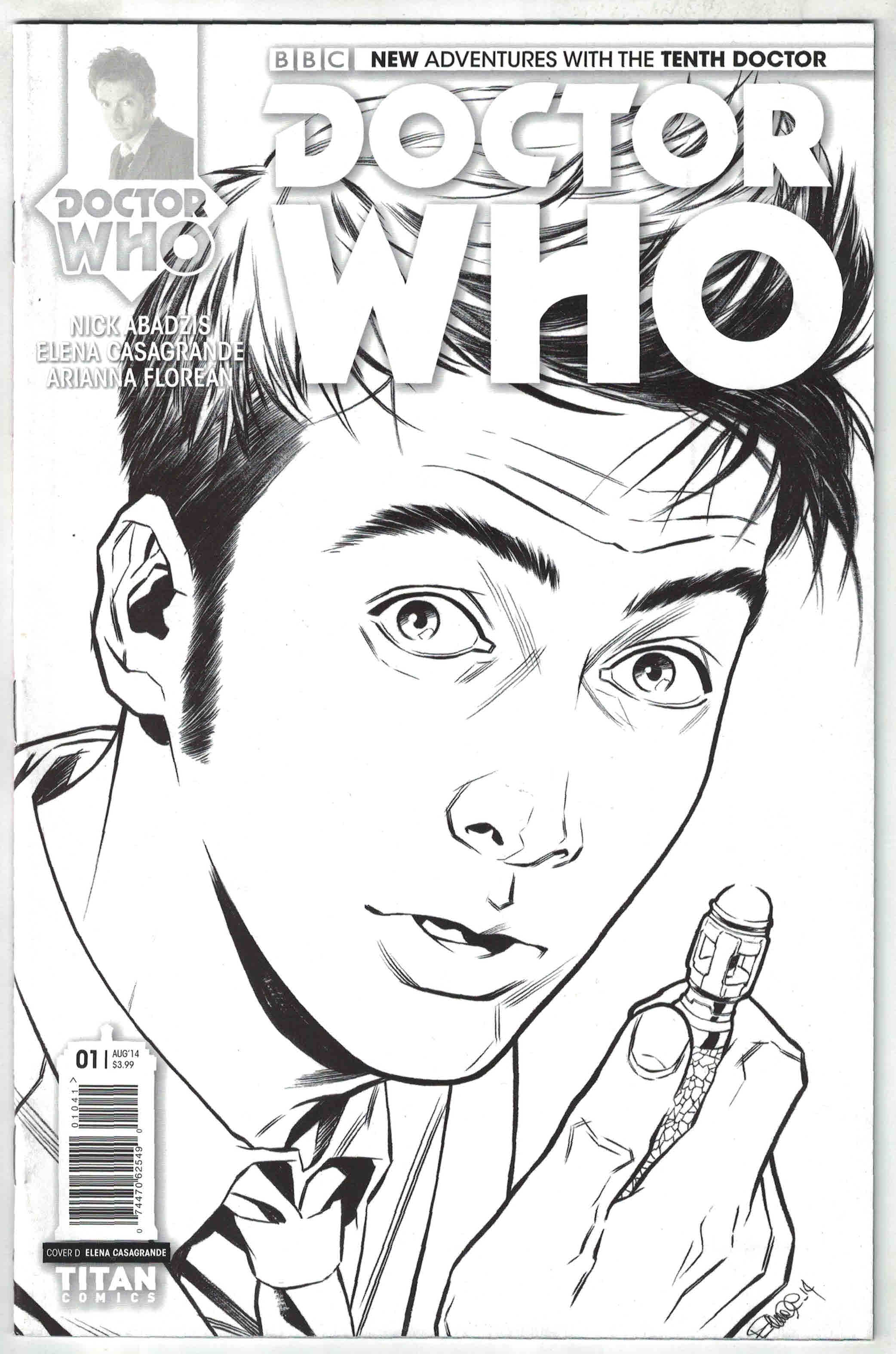 Doctor Who the Tenth Doctor #1 1:25 Casagrande B&W Variant Titan 2014 VF/NM