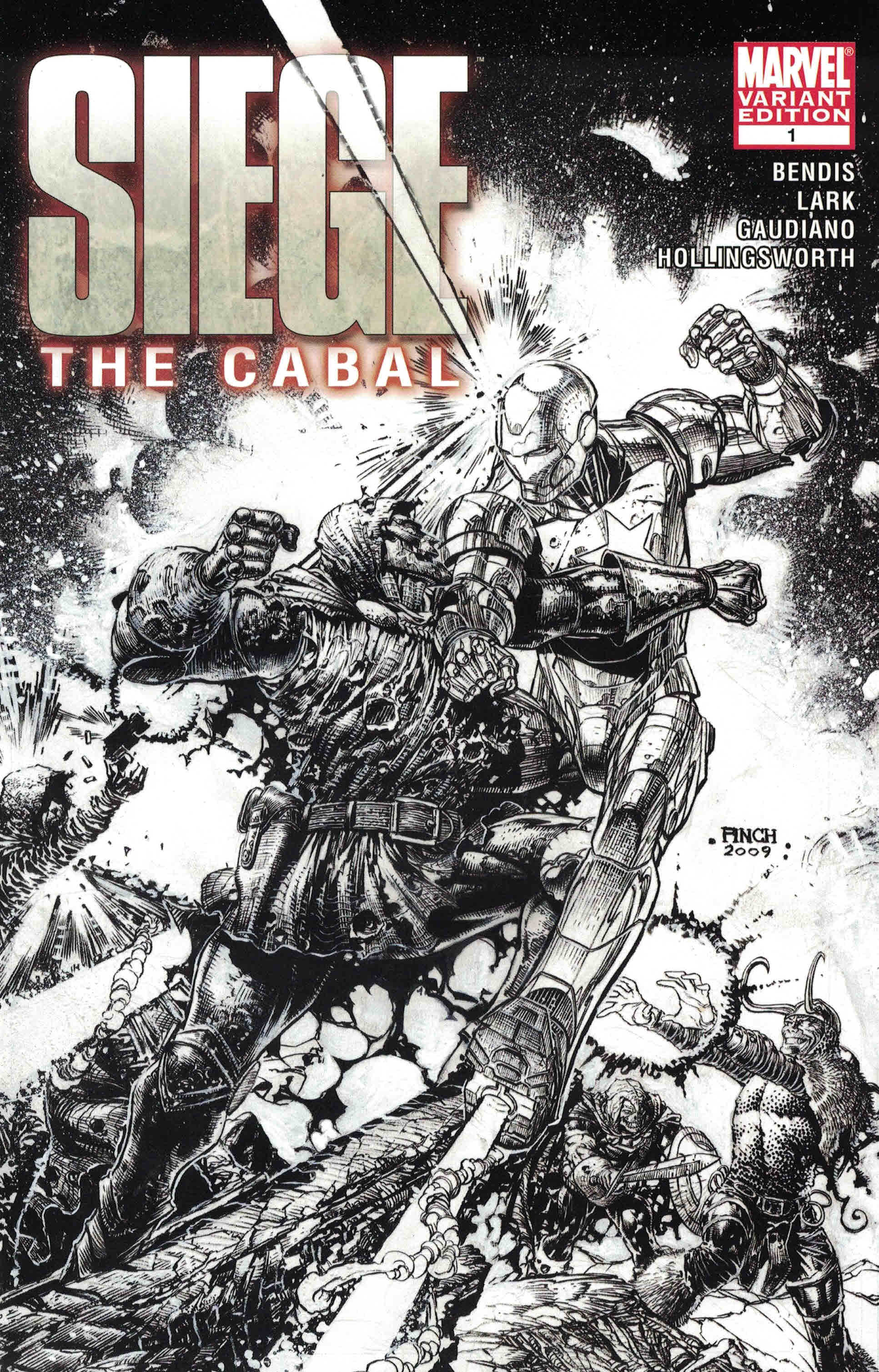 Siege The Cabal #1 1:75 David Finch B&W Sketch Variant Marvel 2009 Bendis