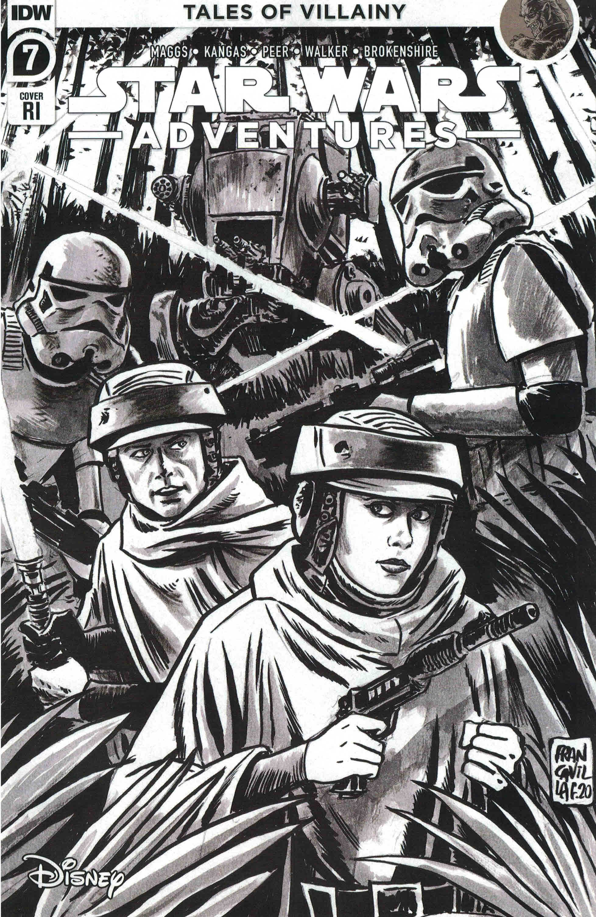 Star Wars Adventures #7 1:10 Francesco Francavilla B&W Sketch Variant IDW 2020
