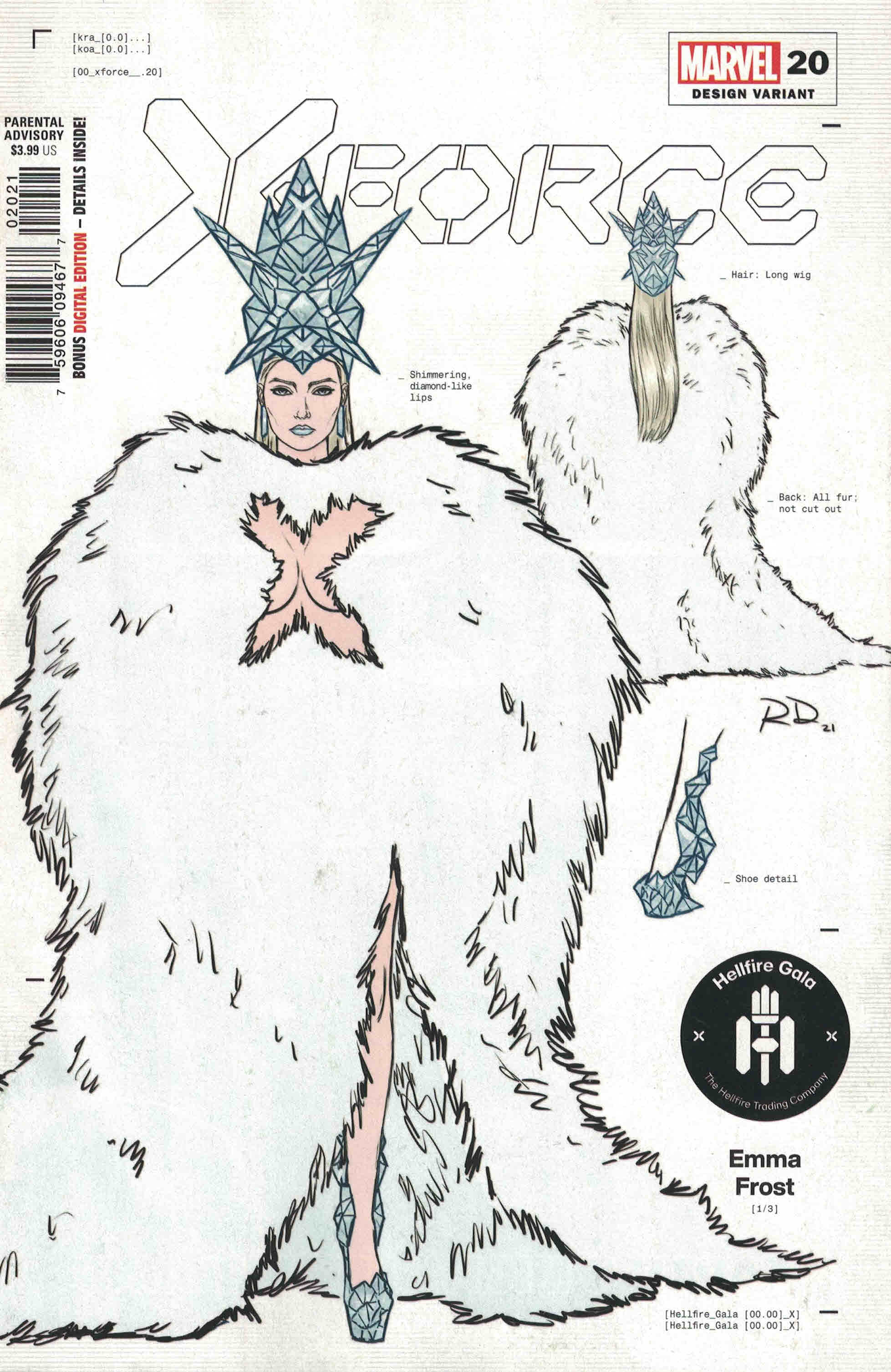 X-Force #20 1:50 Dauterman Design Variant Emma Frost Marvel 2019 Hellfire Gala