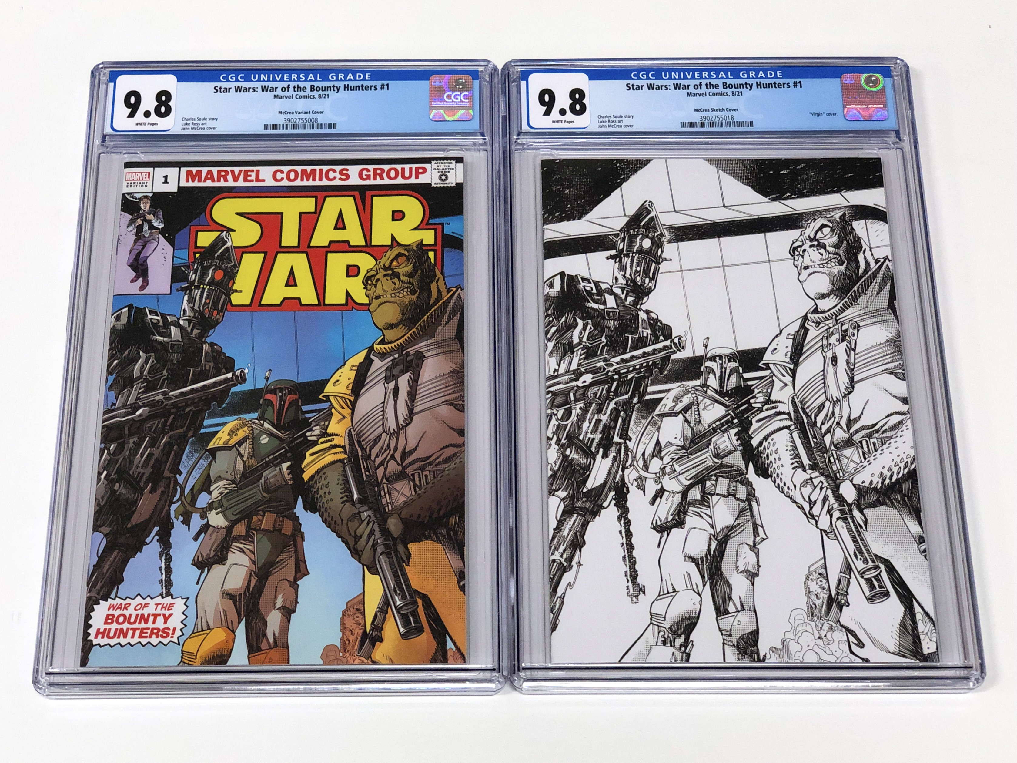 Star Wars War of Bounty Hunters #1 McCrea Variant Logo/ B&W Virgin Set CGC 9.8