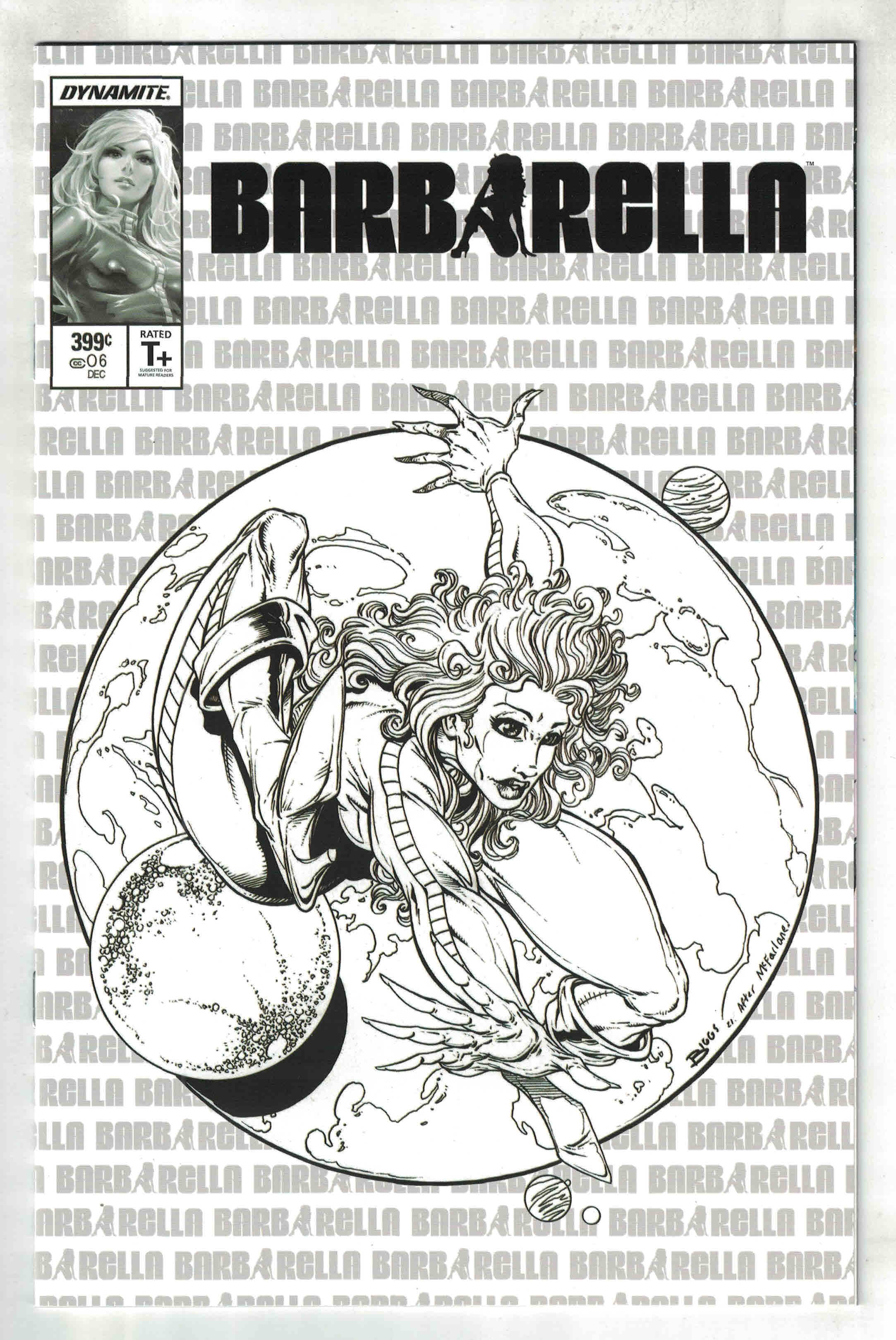 Barbarella #6 1:11 Biggs ASM 300 Homage Variant B&W Dynamite 2021 VF/NM