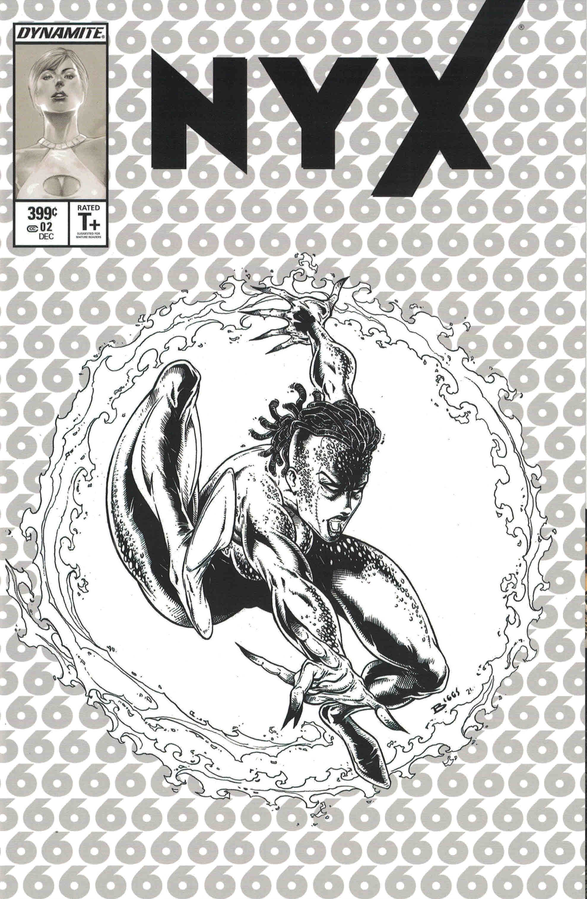 NYX #2 1:11 Biggs ASM 300 Homage Variant B&W Dynamite 2021