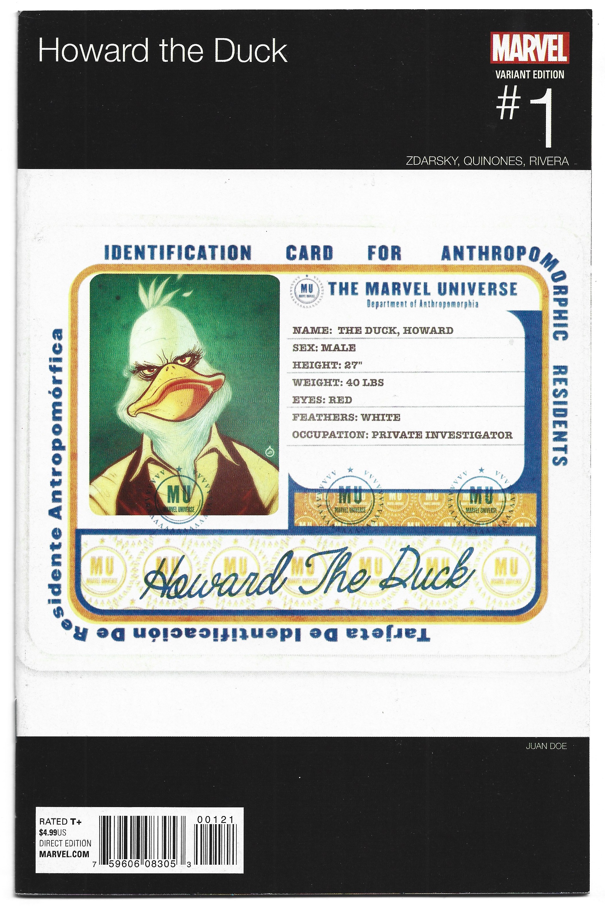 Howard the Duck #1 Juan Doe Hip Hop Variant 1st Gwenpool Marvel 2016 VF/NM