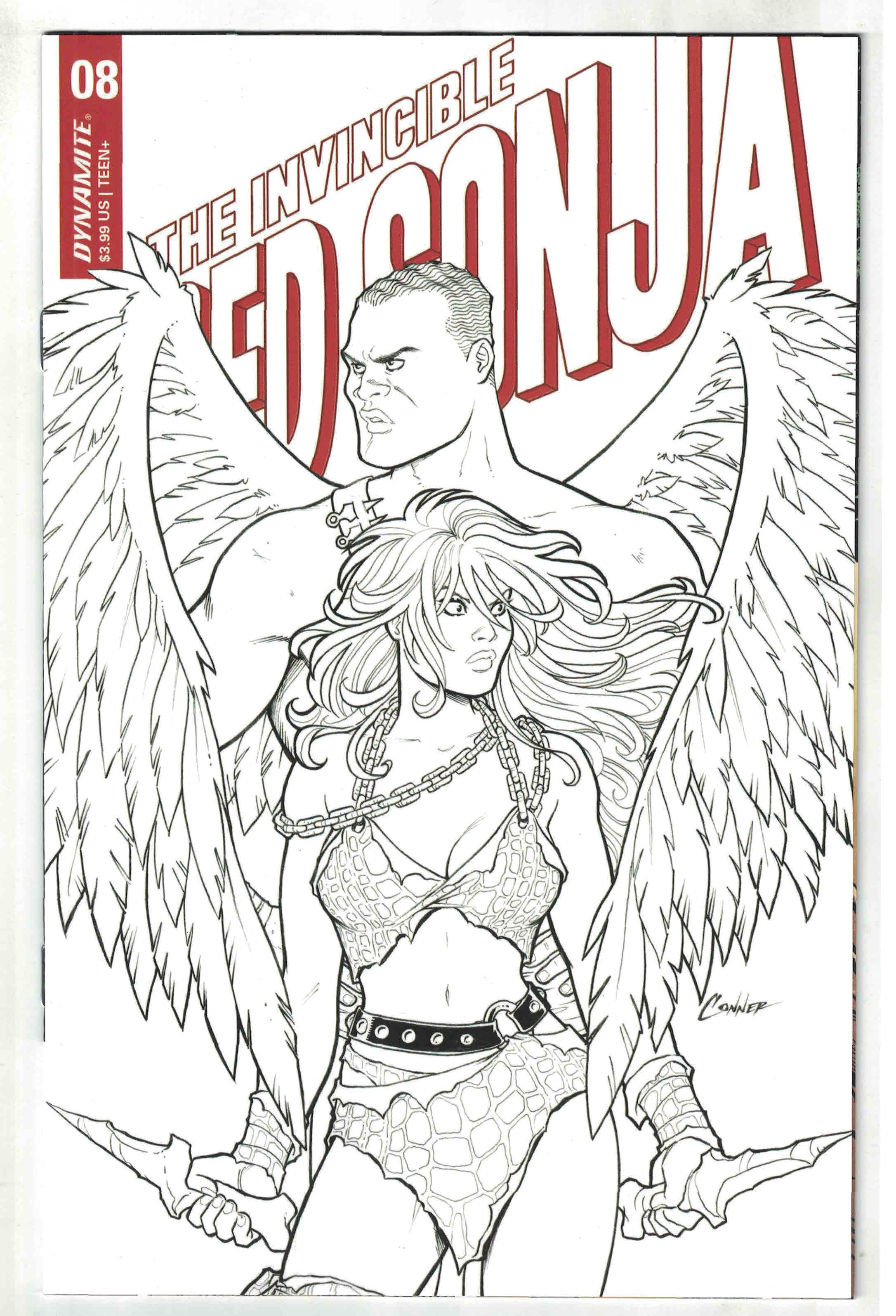 Invincible Red Sonja #8 1:15 Amanda Conner B&W Variant Dynamite 2021 VF/NM