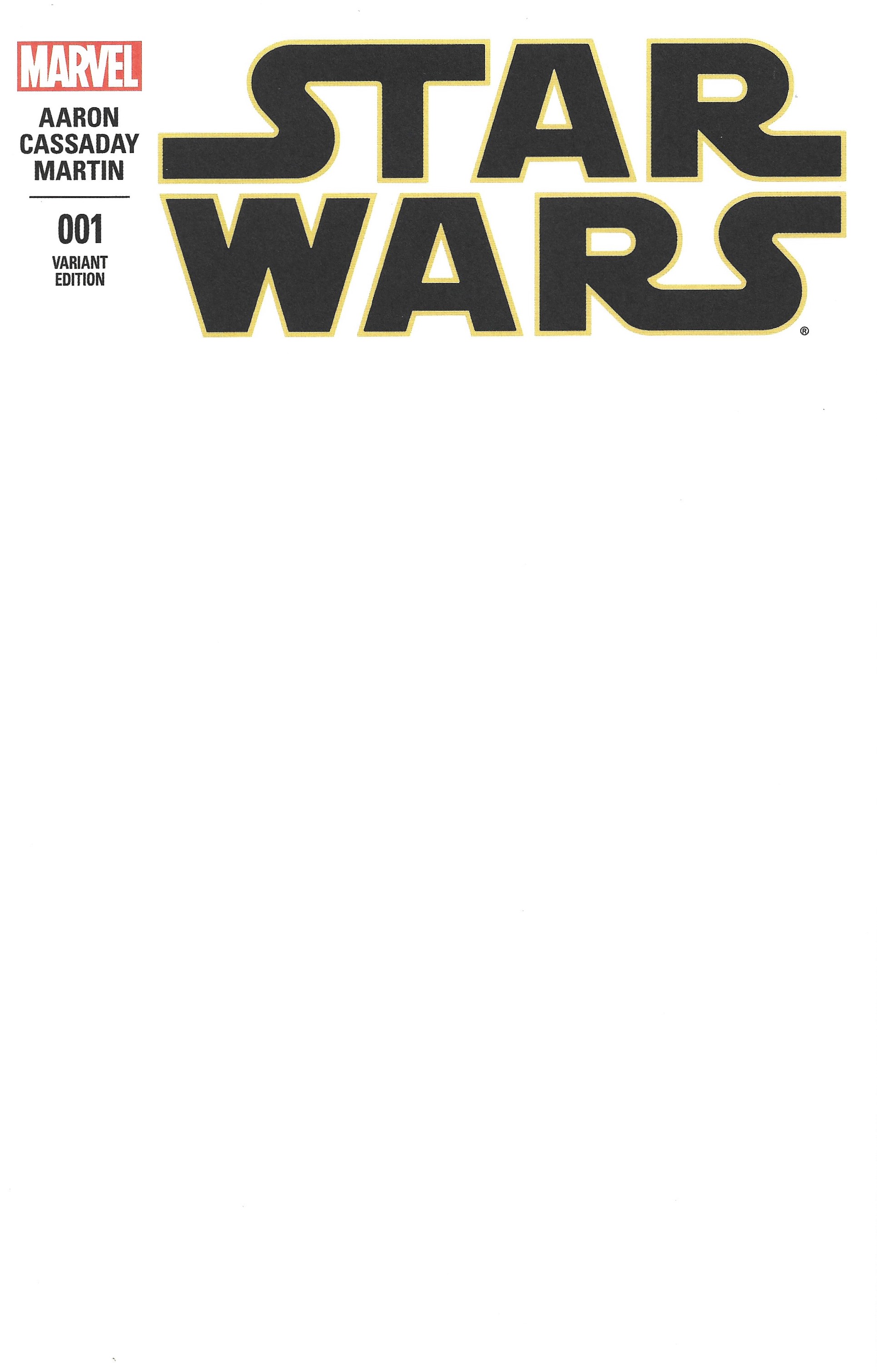 Star Wars #1 Blank Sketch Variant Jason Aaron Marvel 2015