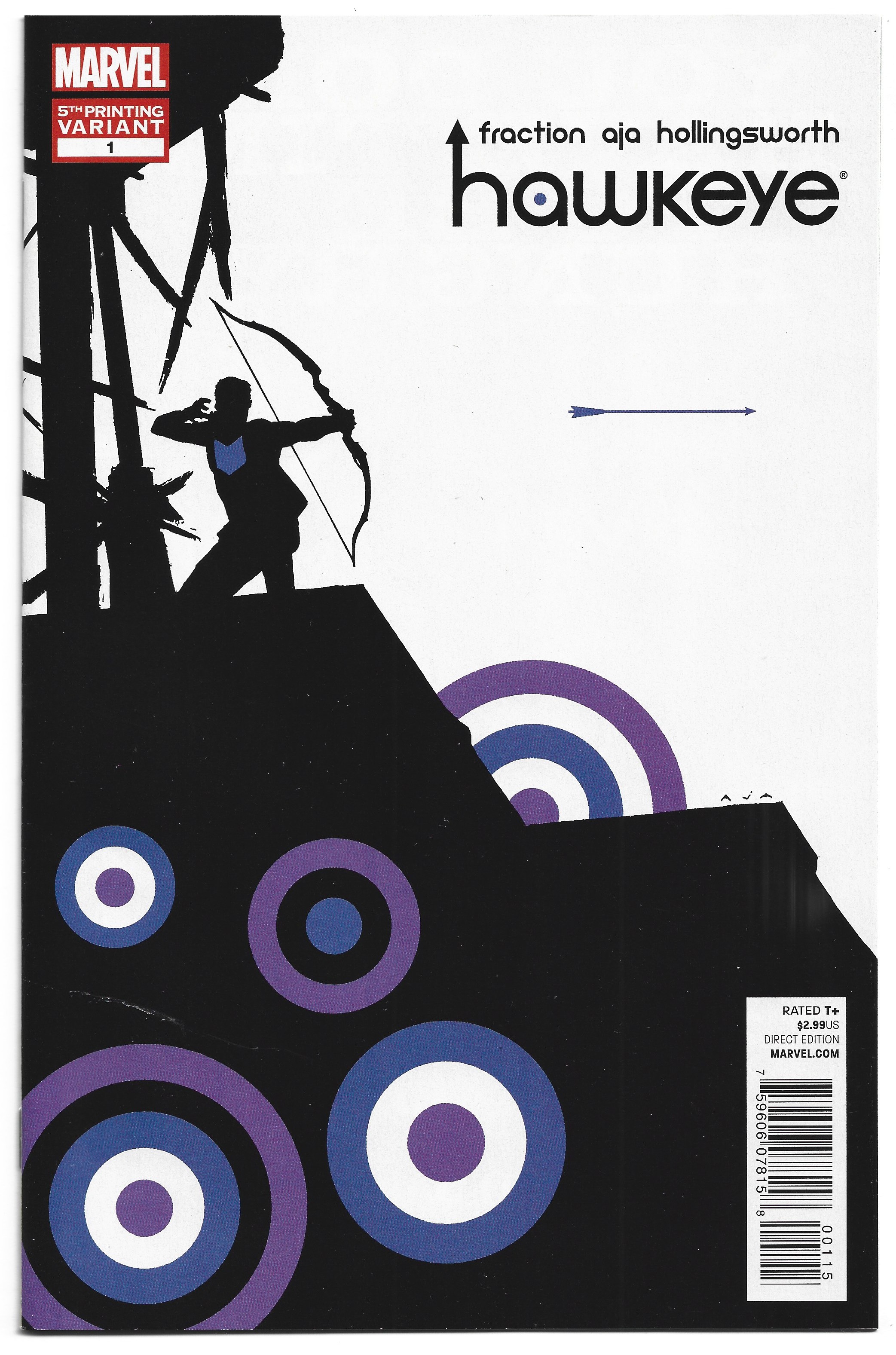 Hawkeye #1 Aja 5th Print Variant Fraction Kate Bishop Marvel 2012 VF/NM
