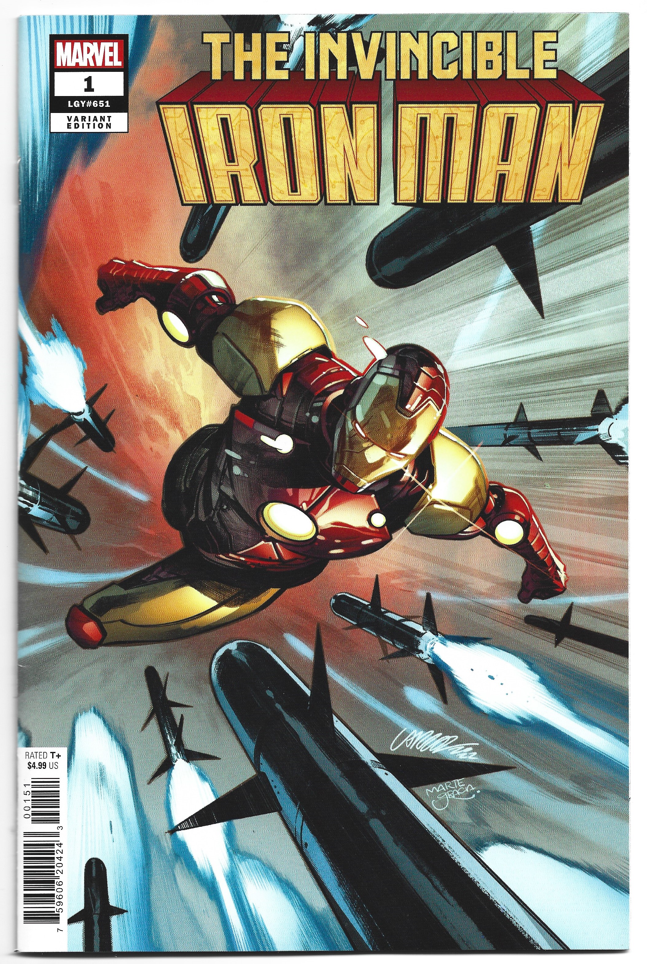 Invincible Iron Man #1 1:25 Pepe Larraz Variant Marvel 2022 VF/NM