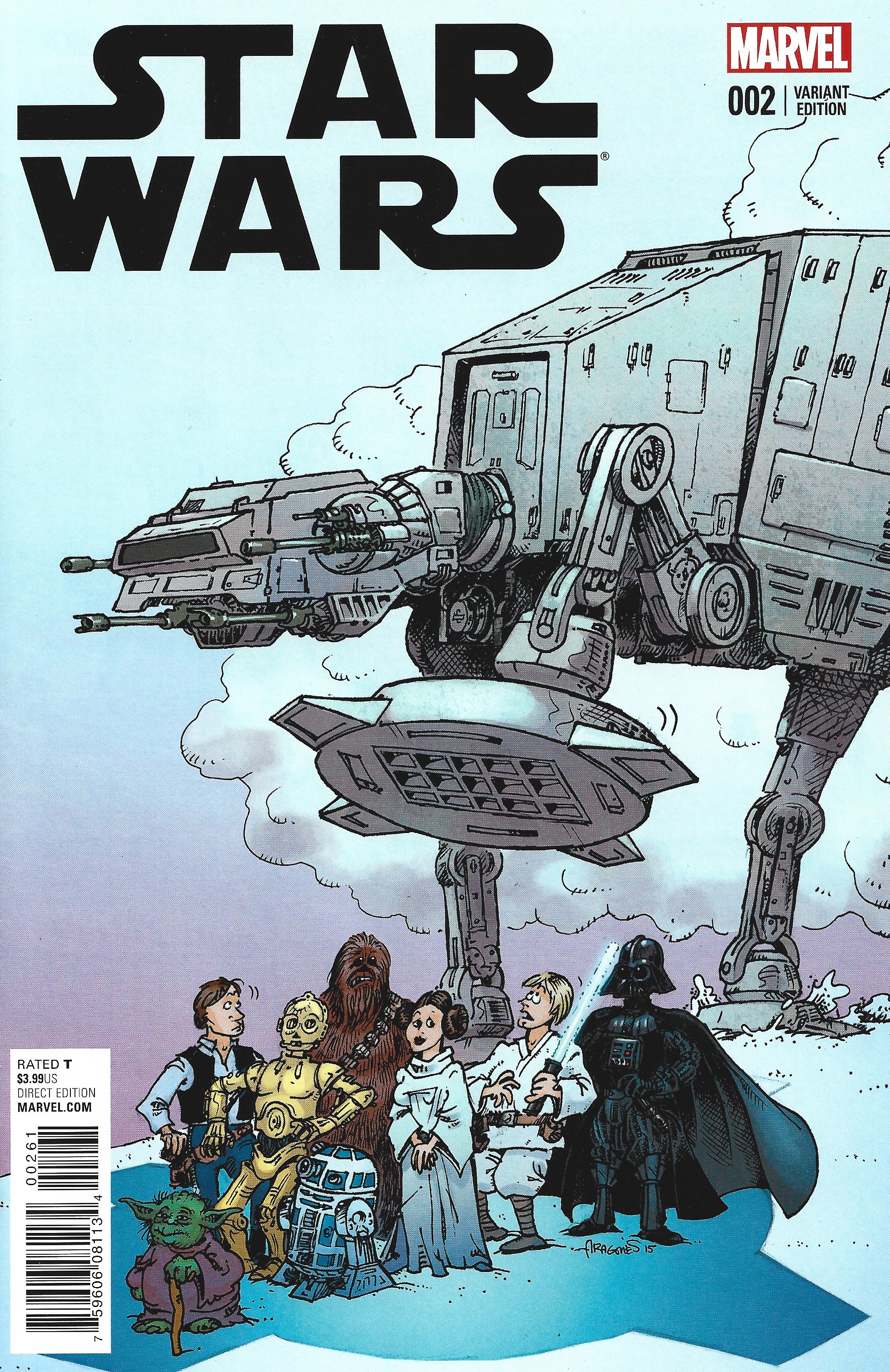 Star Wars #2 Aragones AT-AT Double Cover Error Variant Marvel 2015