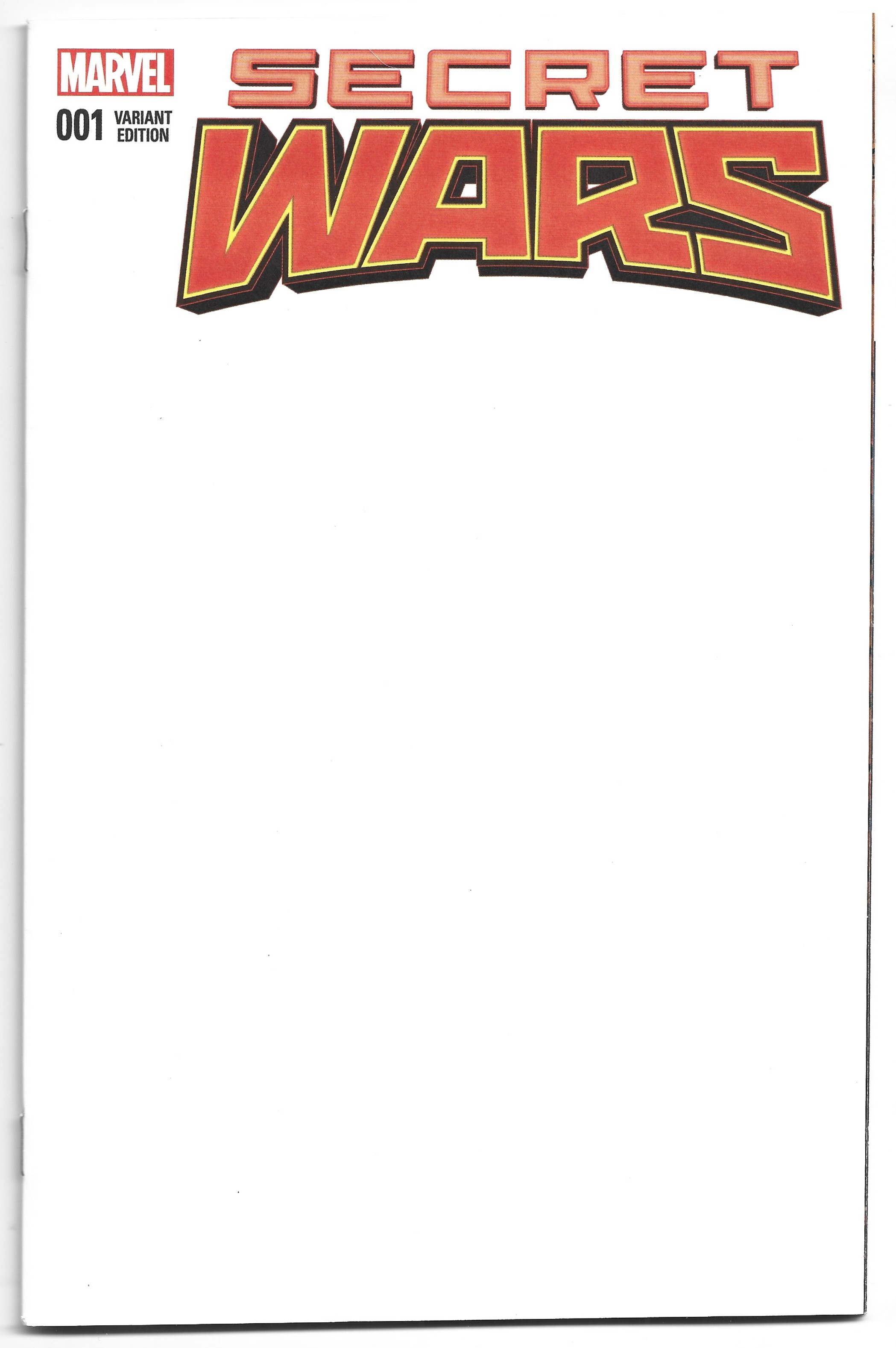 Secret Wars #1 Blank Variant Jonathan Hickman Final Incursion Marvel 2015 NM-