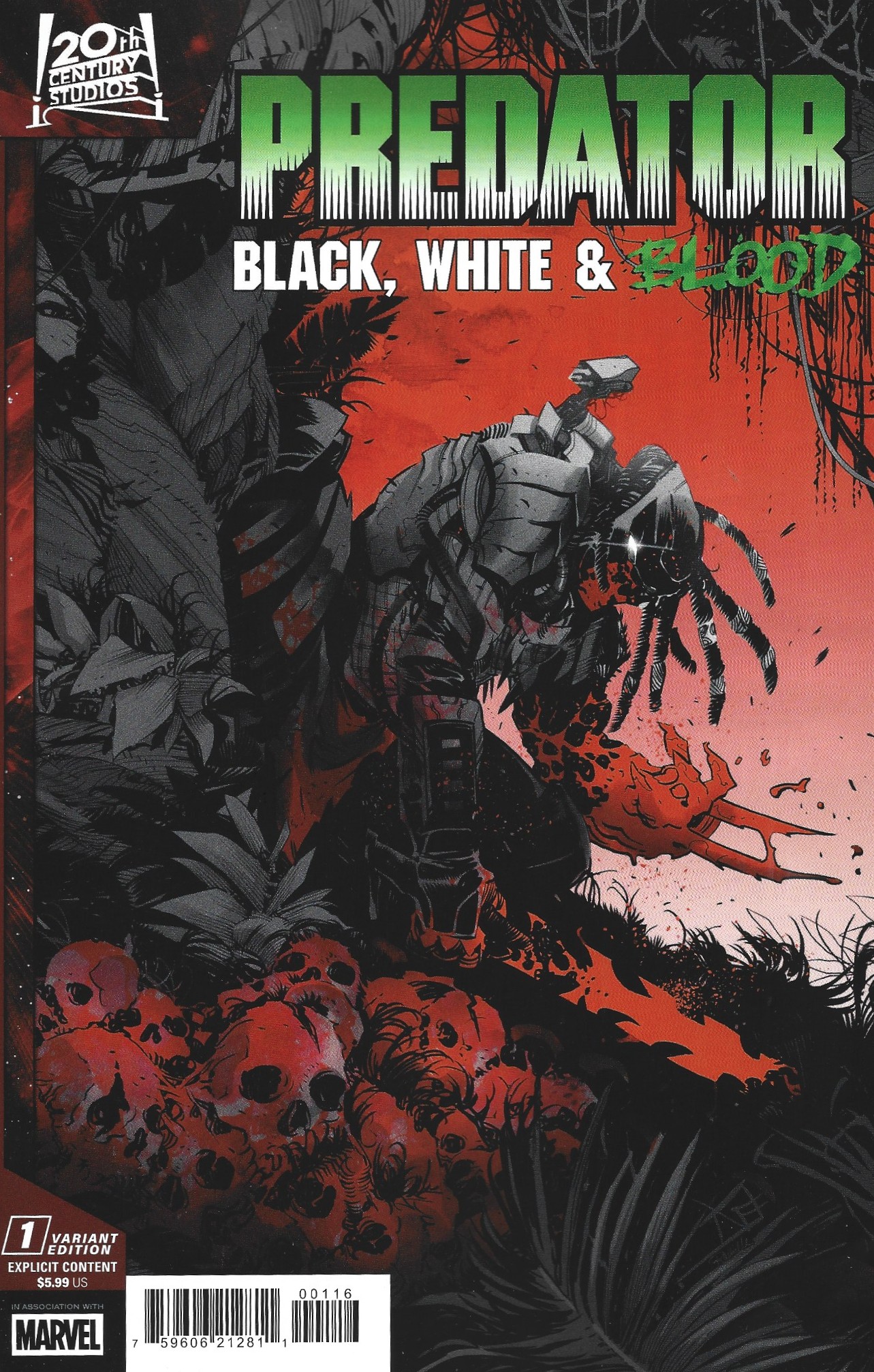 Predator Black White & Blood #1 1:25 Federico Vicentini Variant