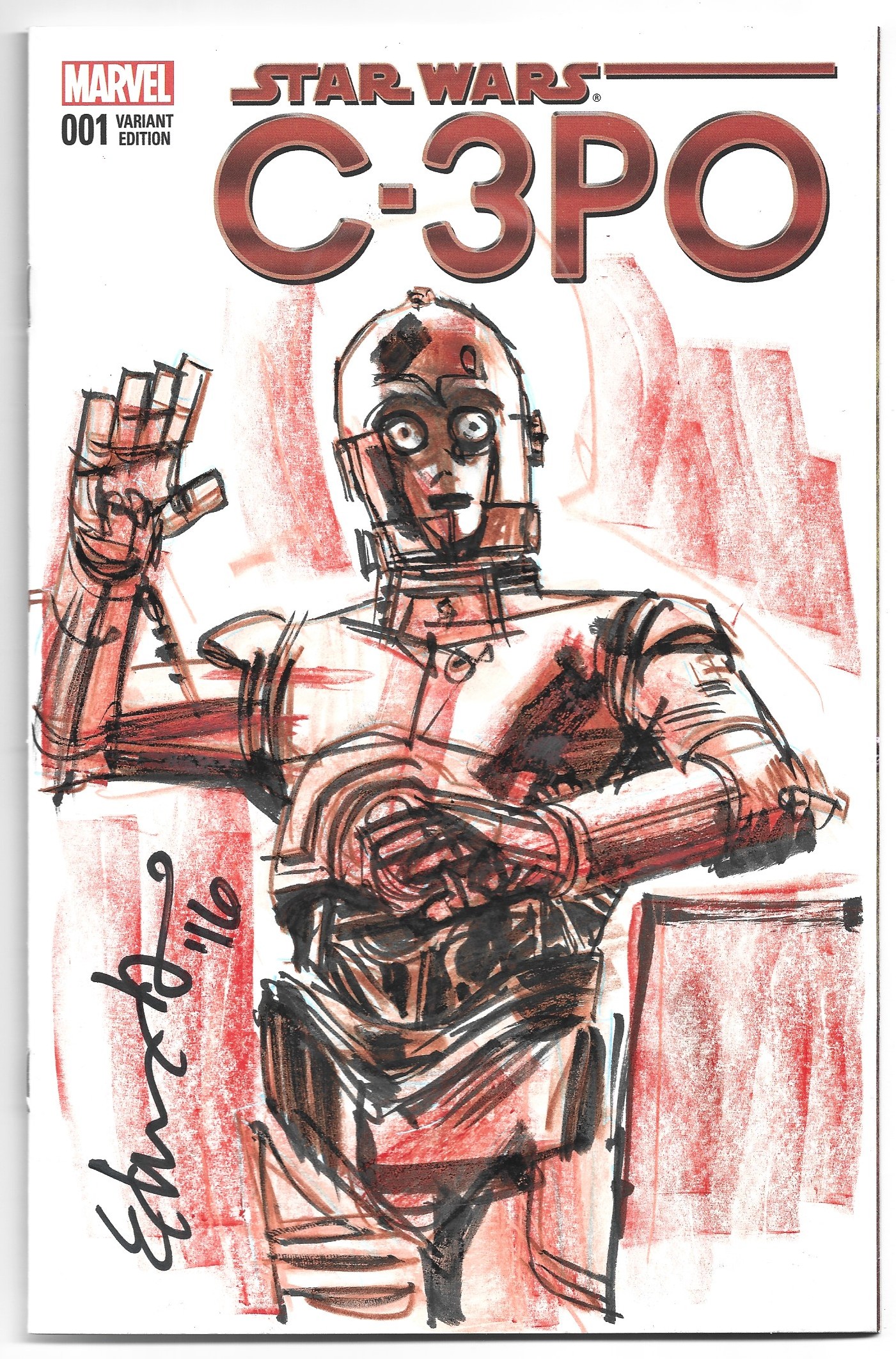 Star Wars C-3P0 #1 Sketch Cover W Original Art by Tommy Lee