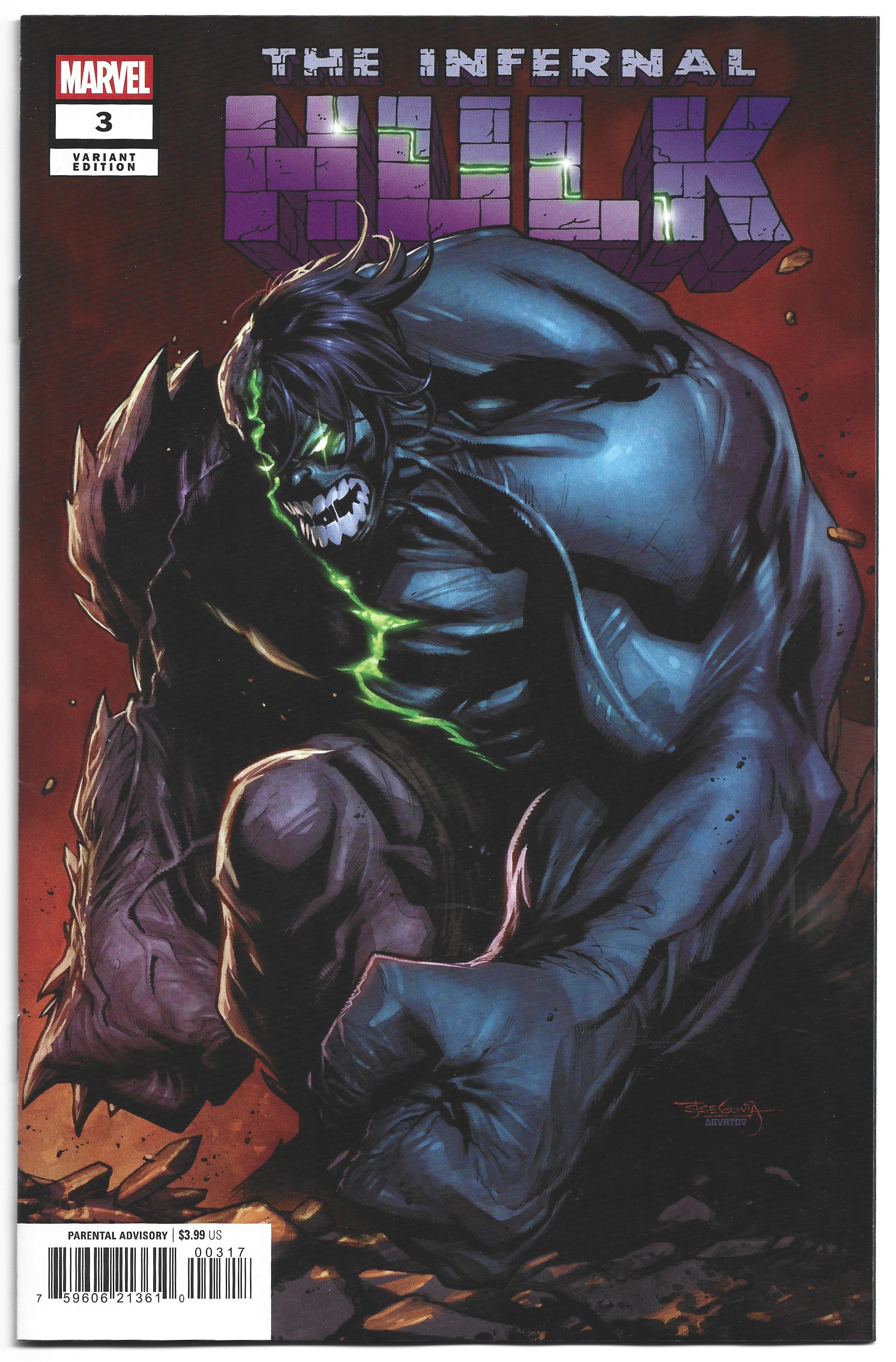 Infernal Hulk #3 1:25 Stephen Segovia Variant Marvel 2026 PK