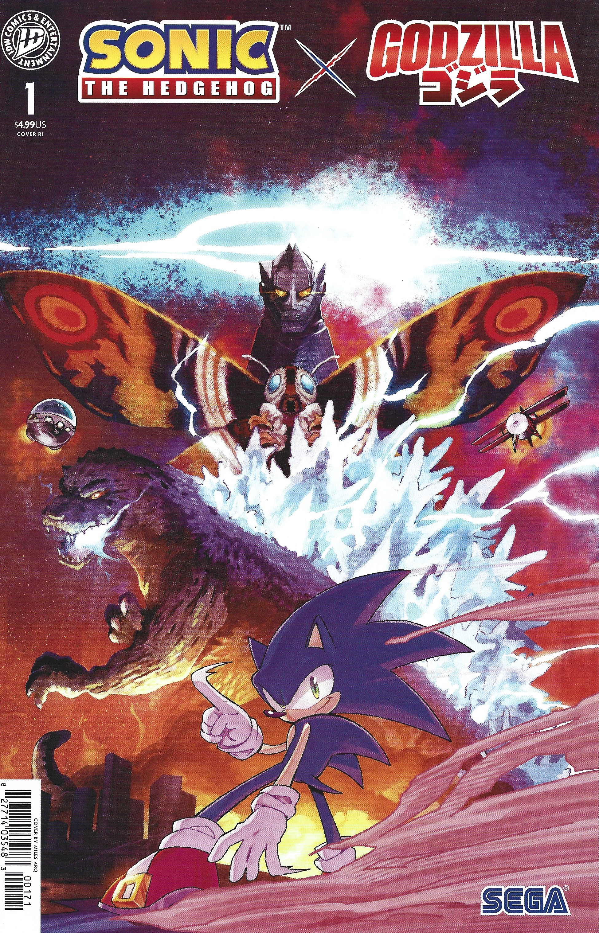 Sonic the Hedgehog x Godzilla #1 1:50 Miles Arq Variant IDW 2026 Nick Marino