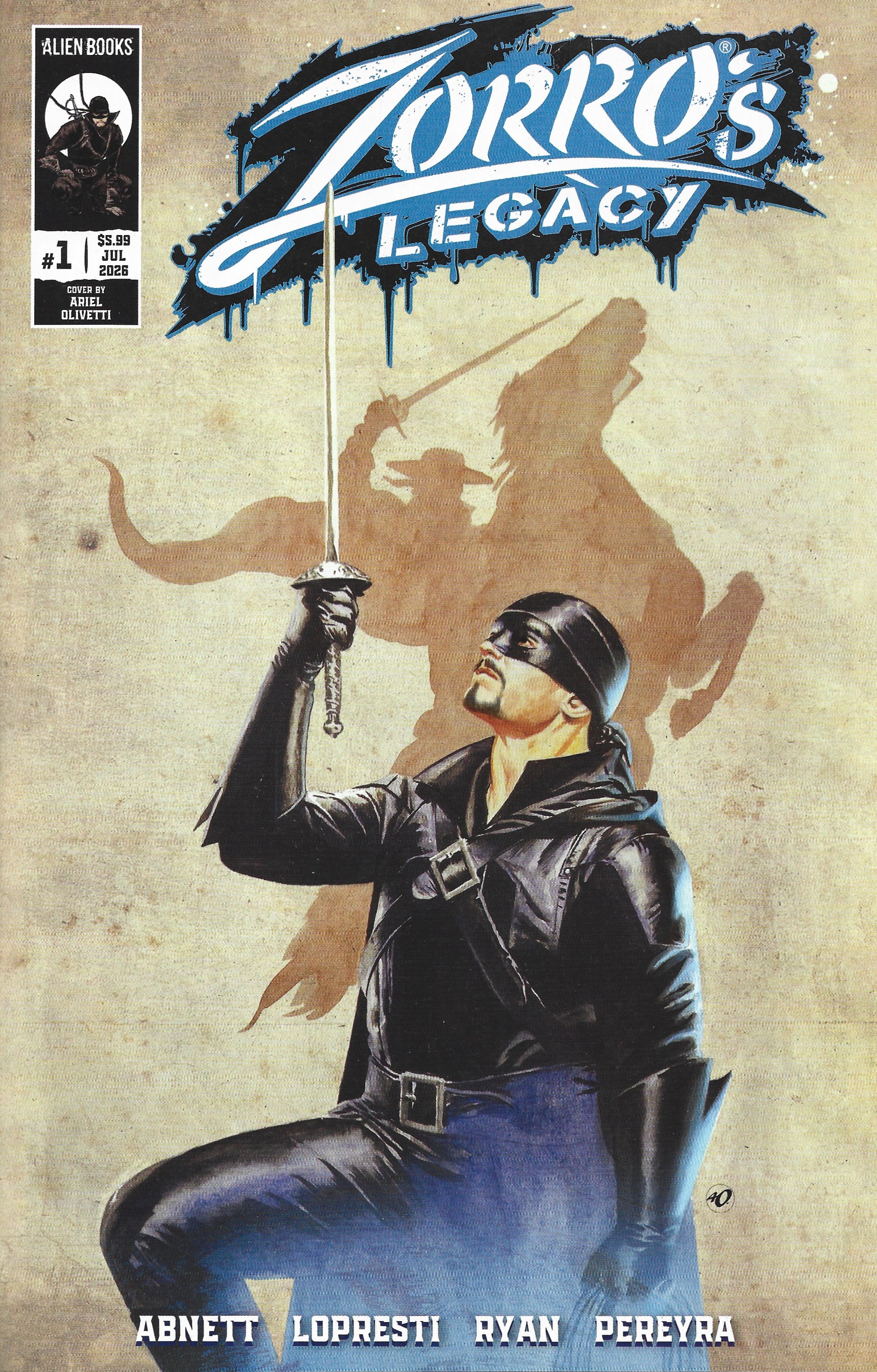 Zorro's Legacy #1 1:15 Ariel Olivetti Variant Alien Books 2026 Dan Abnett