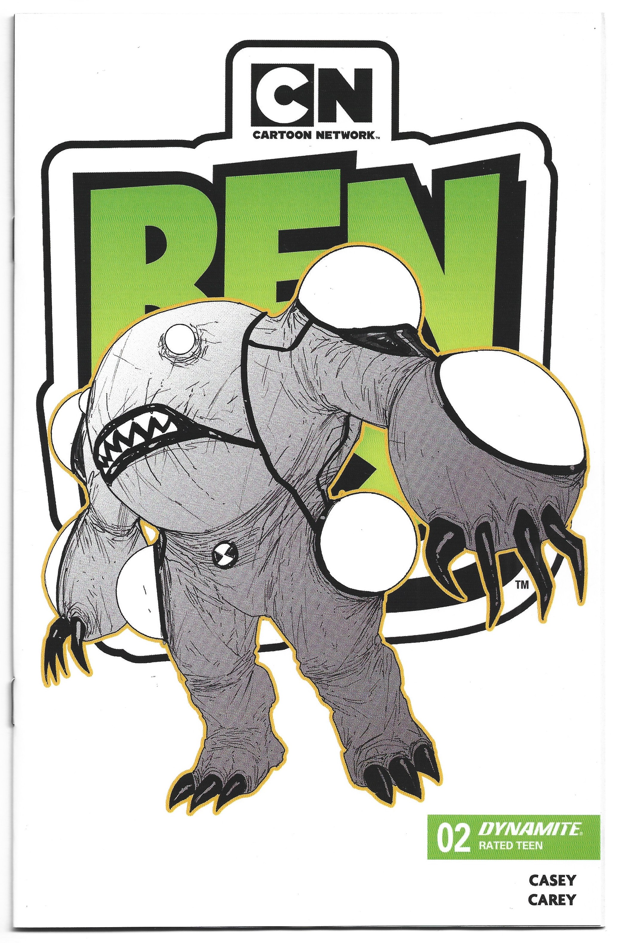 Ben 10 #2 2nd Print 1:7 Robert Carey B&W Variant Dynamite 2026 Joe Casey NM-