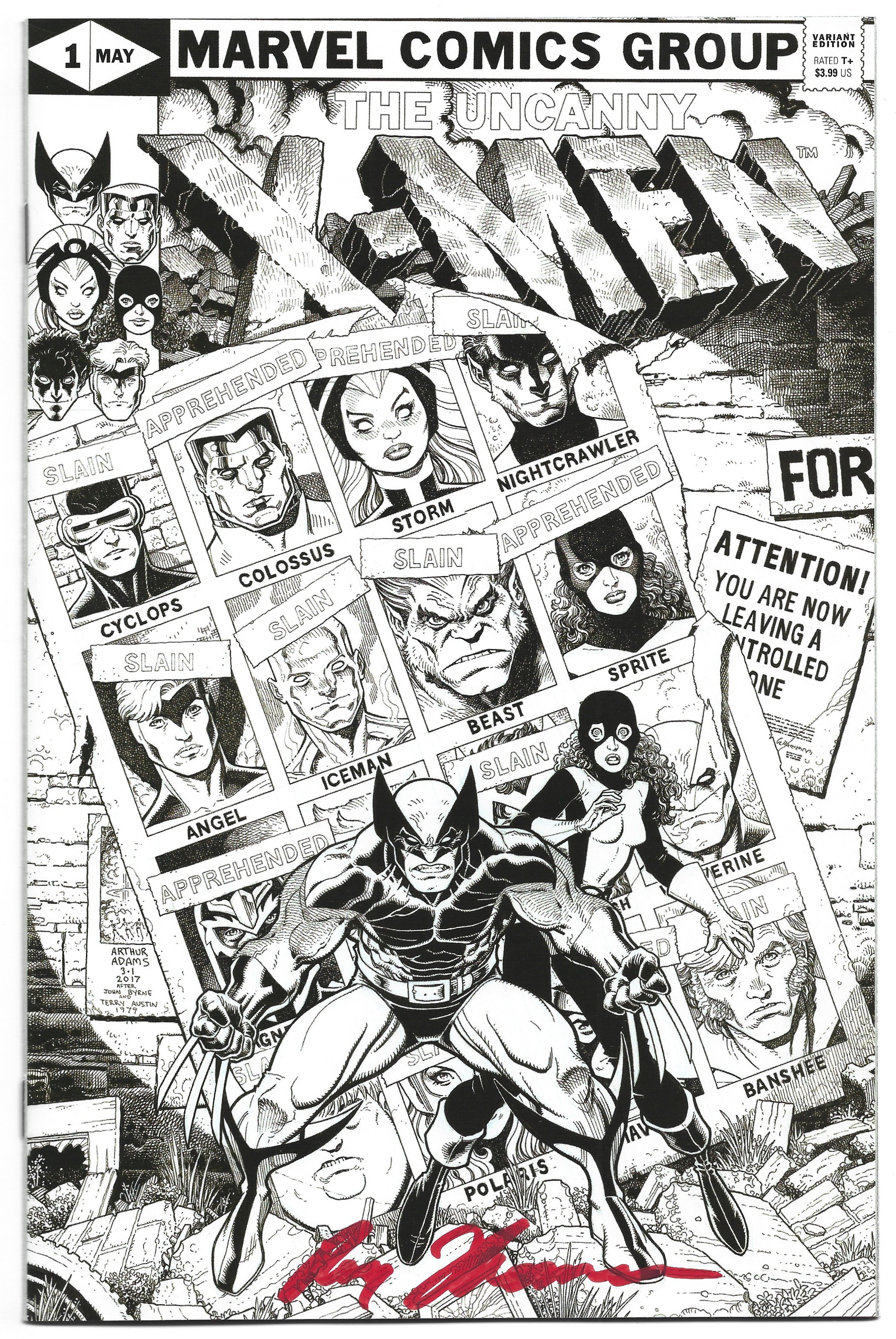 X-Men Legends #1 Art Adams Ultimate Comics B&W Excl SIGNED by Roy Thomas NM-