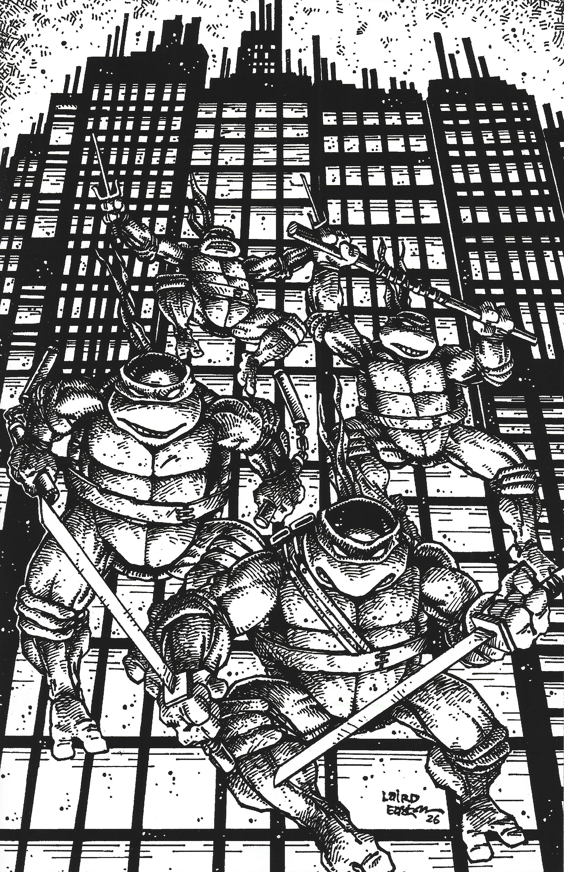 Teenage Mutant Ninja Turtles #20 / #300 1:25 Kevin Eastman B&W Variant IDW 2024