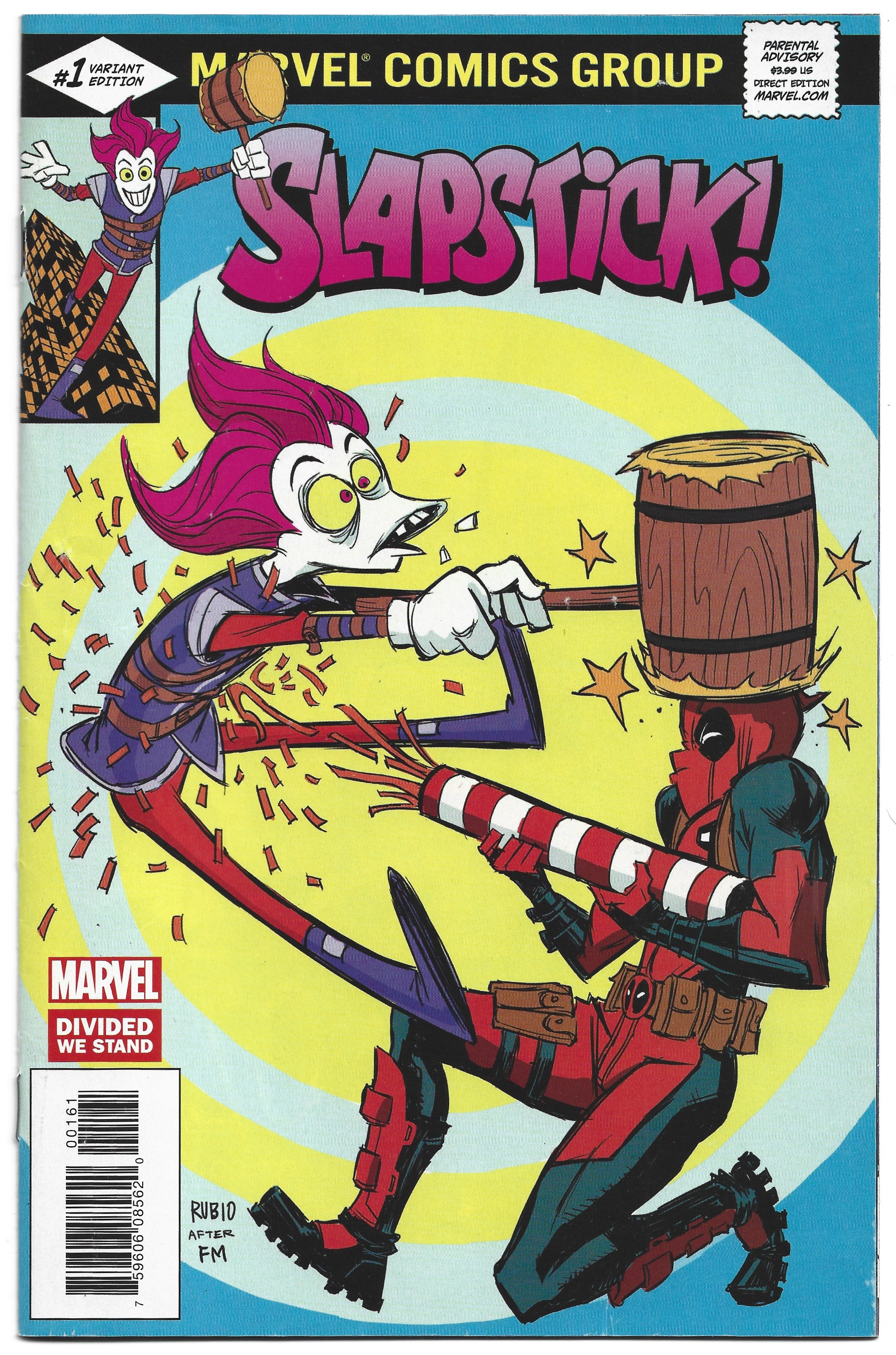 Slapstick #1 1:10 Bobby Rubio Deadpool Variant Marvel 2017 VF