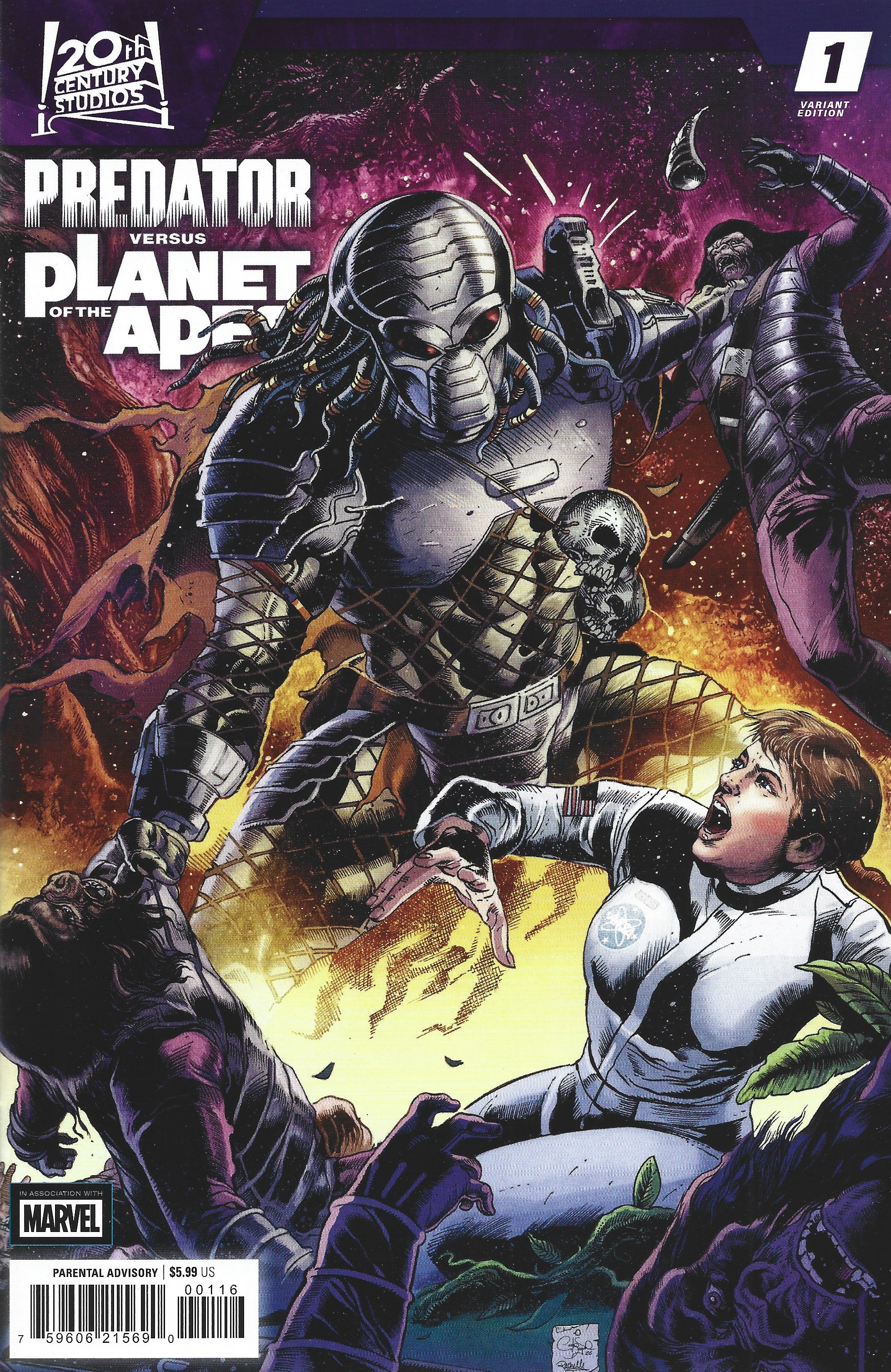 Predator vs Planet of the Apes #1 1:25 Carlos Magno Variant Marvel 2026 Greg Pak