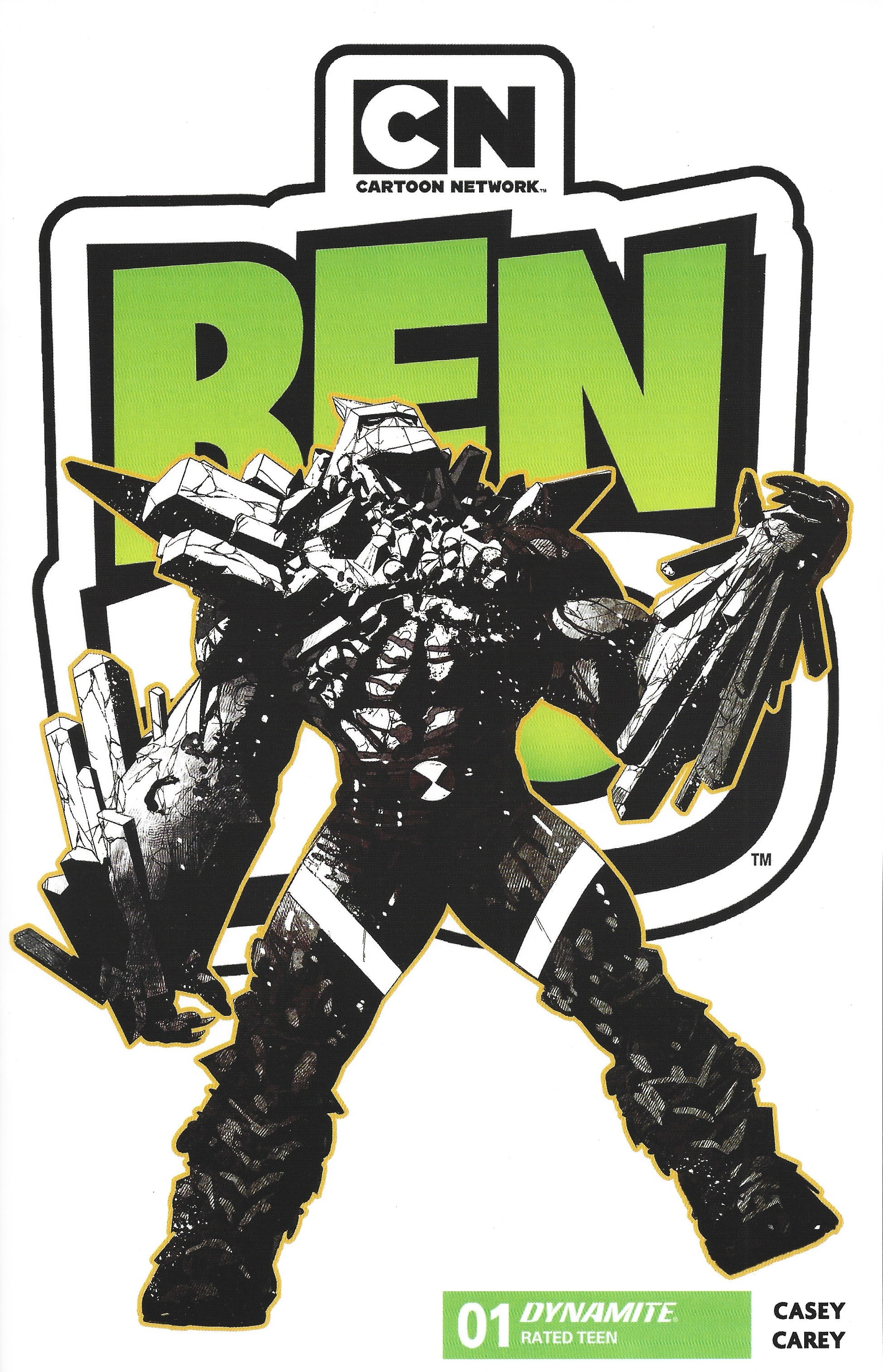 Ben 10 #1 4th Print 1:7 Robert Carey B&W Variant Dynamite 2026 Joe Casey