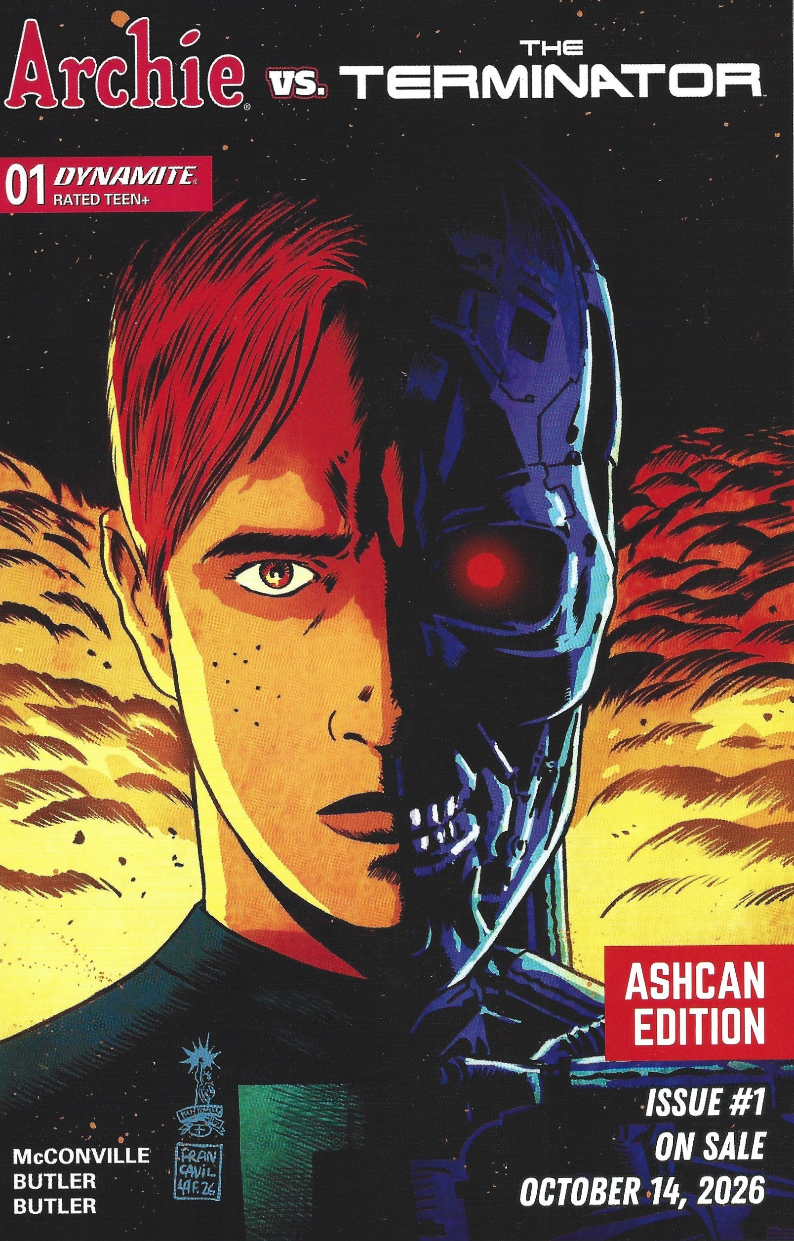 Archie vs Terminator #1 Ashcan Francavilla Cover Dynamite 2026 McConville