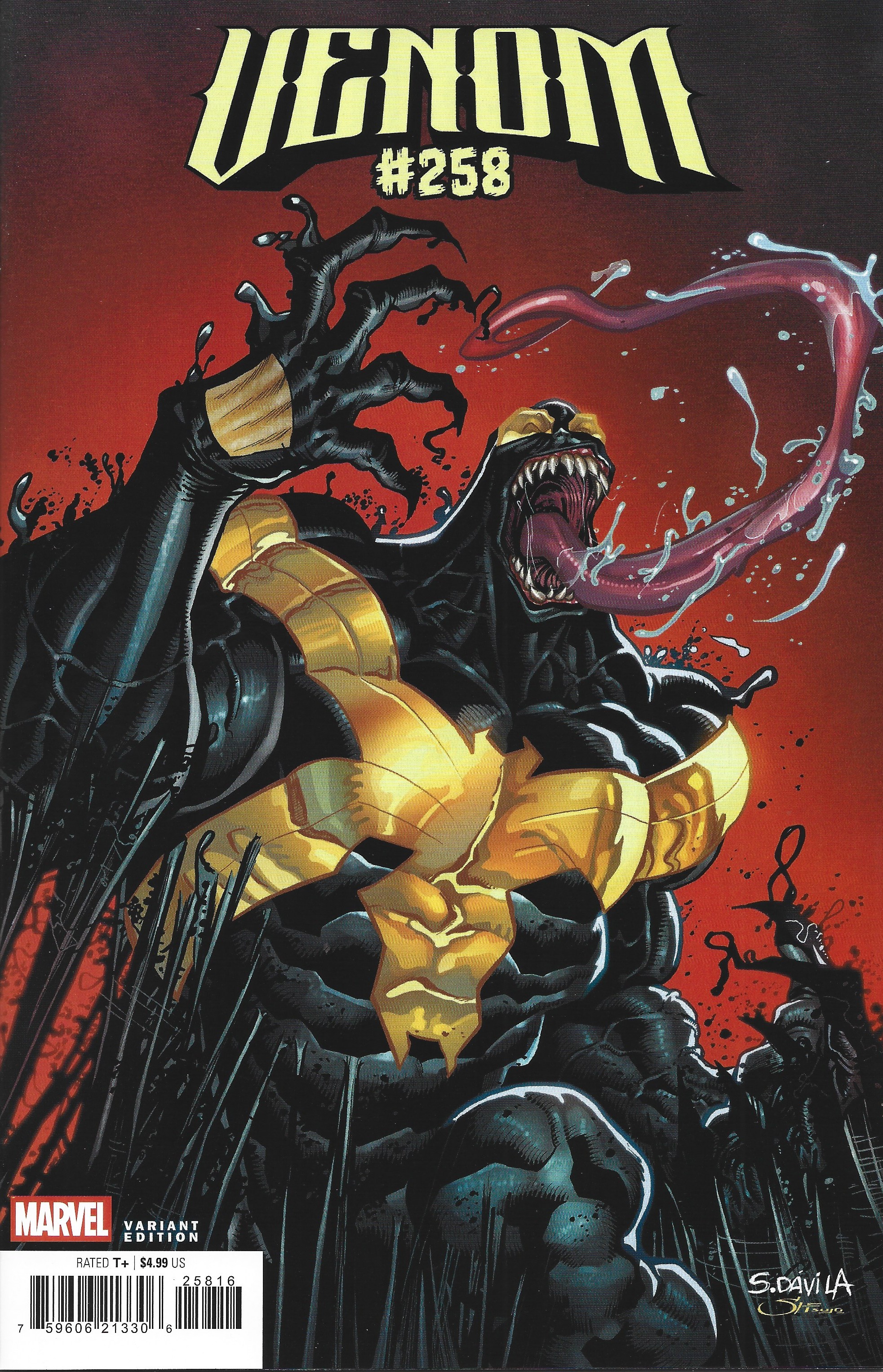 Venom #258 1:25 Sergio Davila Variant Marvel 2025 Al Ewing Carlos Gomez