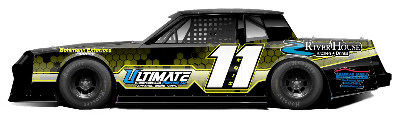 Ultimate Printing Co. Ultimate Printing Co. racecar wrap with yellow, black and white