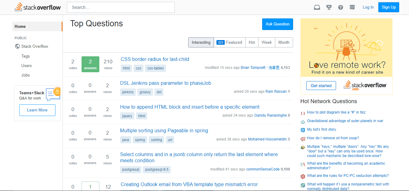 stack overflow homepage Ultimate QA