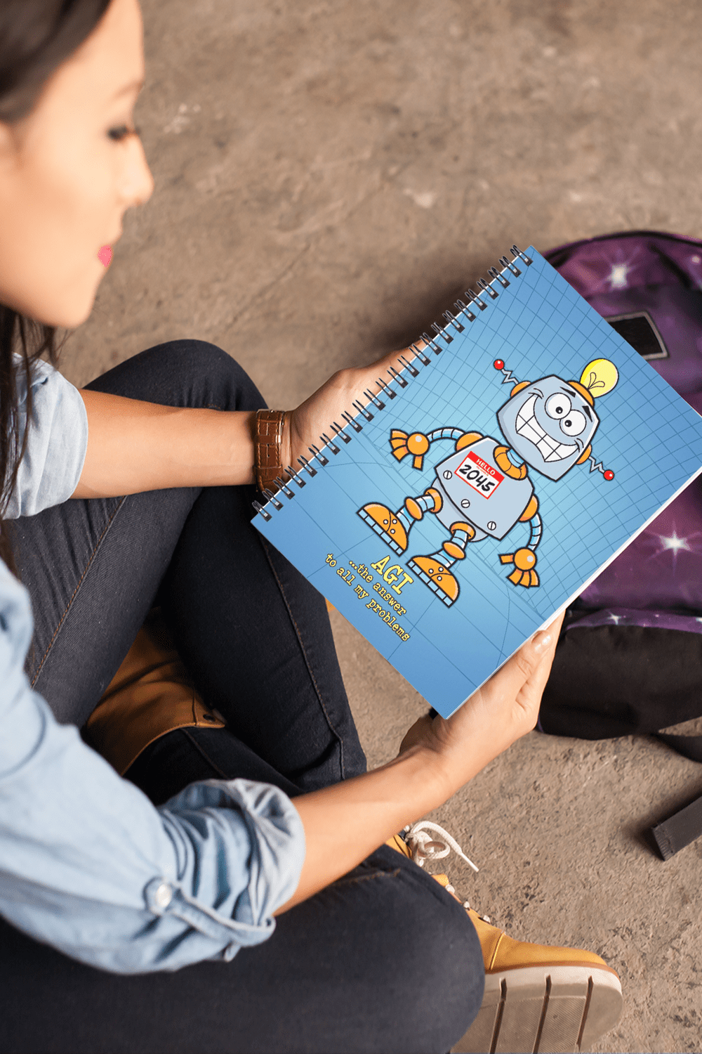 Notebook. “AGI…the answer to all my problems.” Mix artificial general intelligence with your quirky sense of humor and add a pinch of hyperbole. That’s the recipe for a great conversation starter. Onward to 2045.